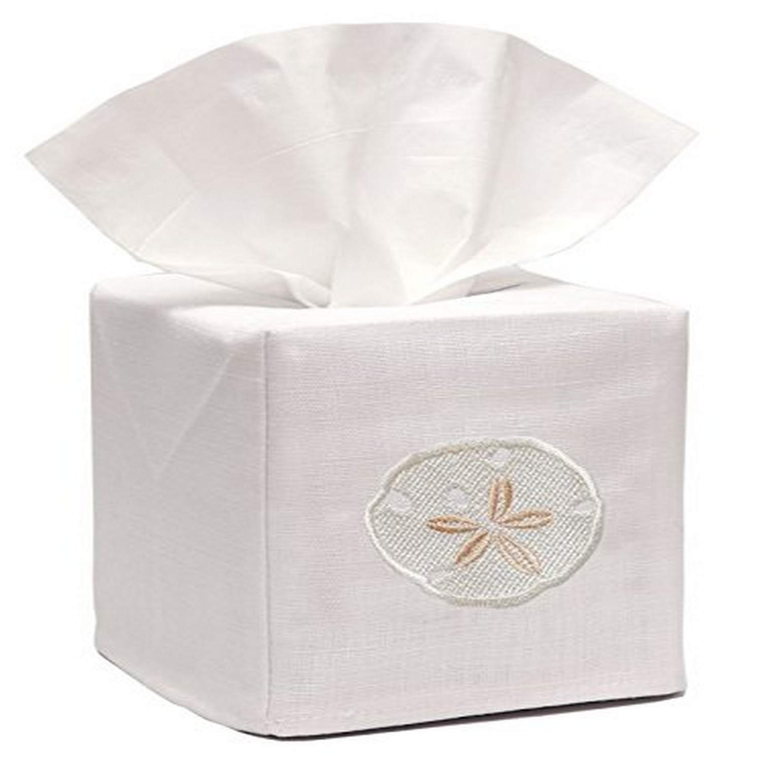 Jacaranda LivingLinen/Cotton Tissue Box Cover, Sand Dollar, Cream