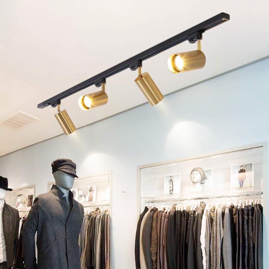 Faretto da Soffitto, Faretti Faretti a Binario a LED Faretti da Parete Rotanti, Ottone, Lampada Singola 5W, Illuminazione Cucina Soggiorno (Colore : 3 Heads, Dimensioni : White Light)