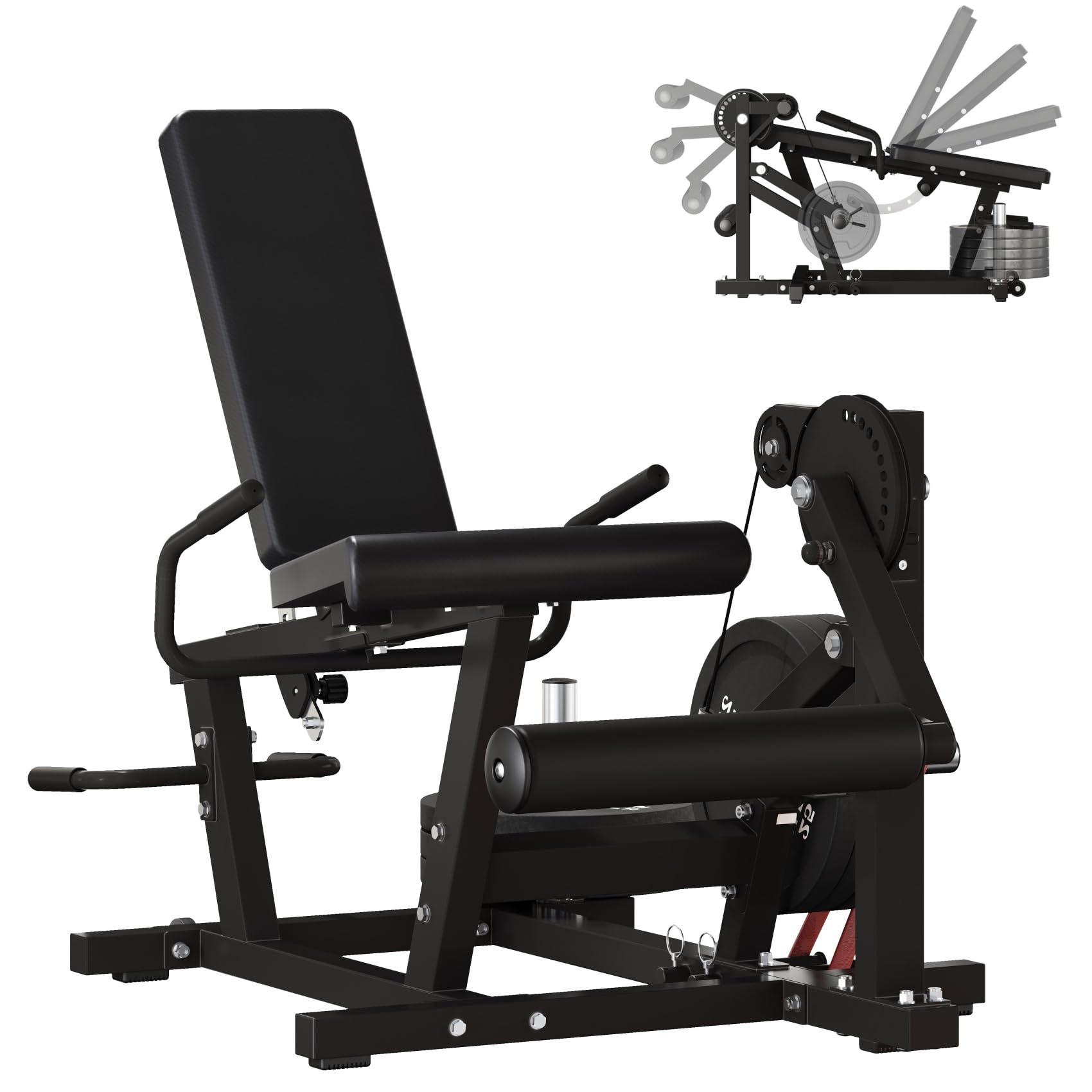 Leg Extension & Curl Machine for Home Gym – Adjustable Strength Trainer with Seated Leg Extension & Lying Leg Curl, Works with 1'' or 2'' Weight