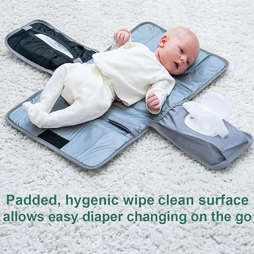 Miniatura 2 de Lil Fox Cambiador portátil Cambiador de pañales con una sola mano para bolsa de pañales de bebé o mesa cambiadora. Regalos unisex para baby shower,