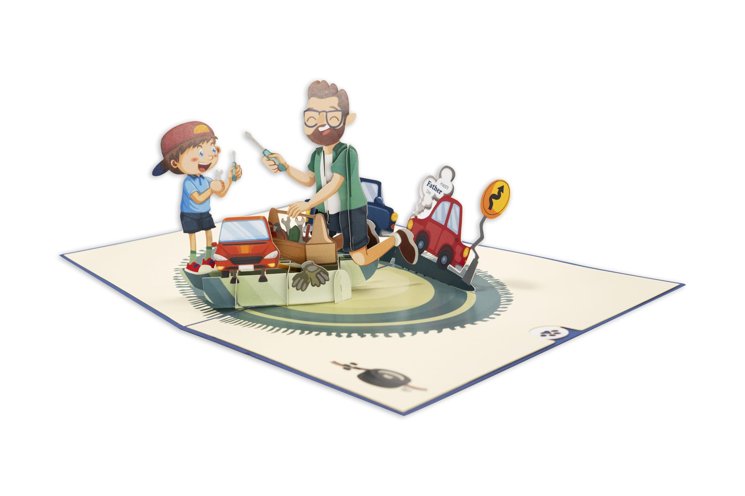 Flying Meow Happy Father Day Bonding Time 3D Pop-Up Card - Handcrafted Greeting Card for Cherished Moments (Father Day Bonding Time)