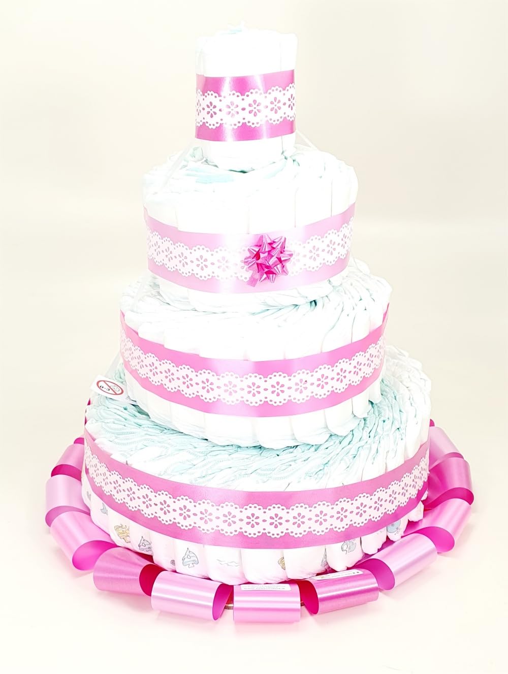 Torta di Pannolini 4 Piani Rosa