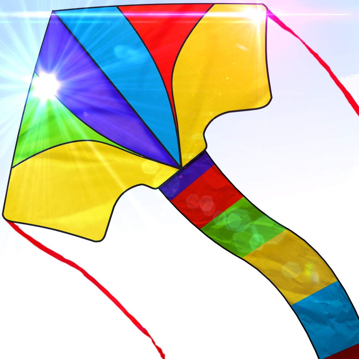 Easy to Fly Large Nylon Delta Kite for Kids and Adults Great for Beach Trip and Outdoor Activities Perfect for Beginners Flies High in Light Breeze Flying String Line Included Big Flyer Childrens Toys