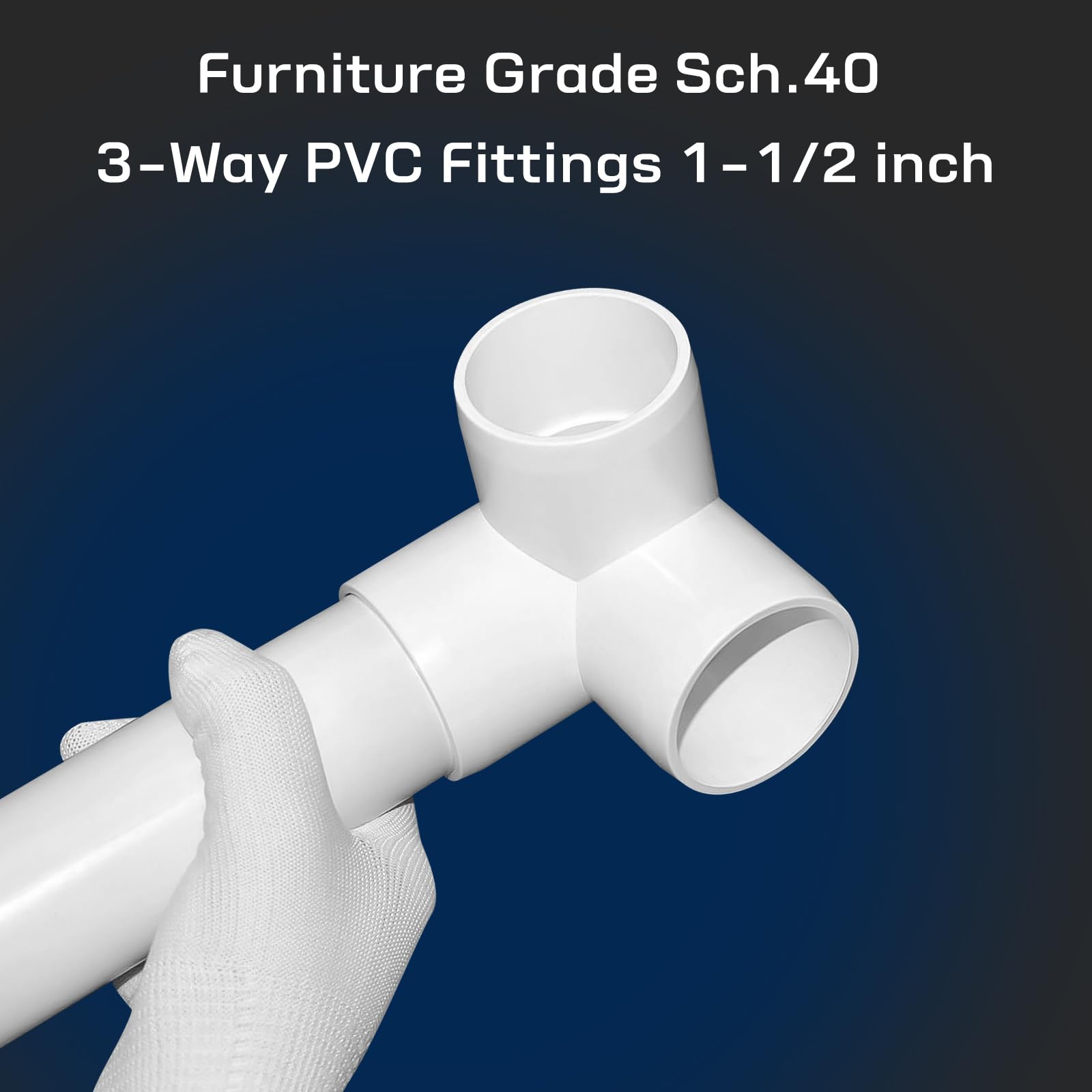 Accesorios de PVC de 1-1/2 pulgadas, 3 vías (paquete de 10) para muebles, conector de codo, resistente para muebles de bricolaje, marcos, resistente a los rayos UV, compatible con tubos de PVC