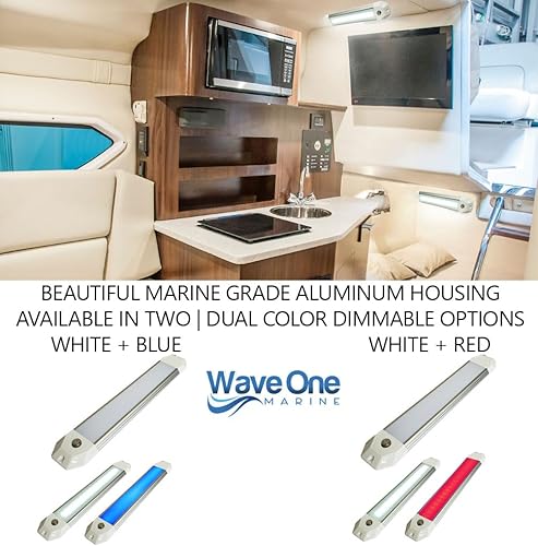 Miniatura 2 de Wave One Marine  Barco LED de 12 pulgadas luz de cúpula regulable de doble color 12 V RV  Carcasa de aluminio  Interruptor de atenuación táctil