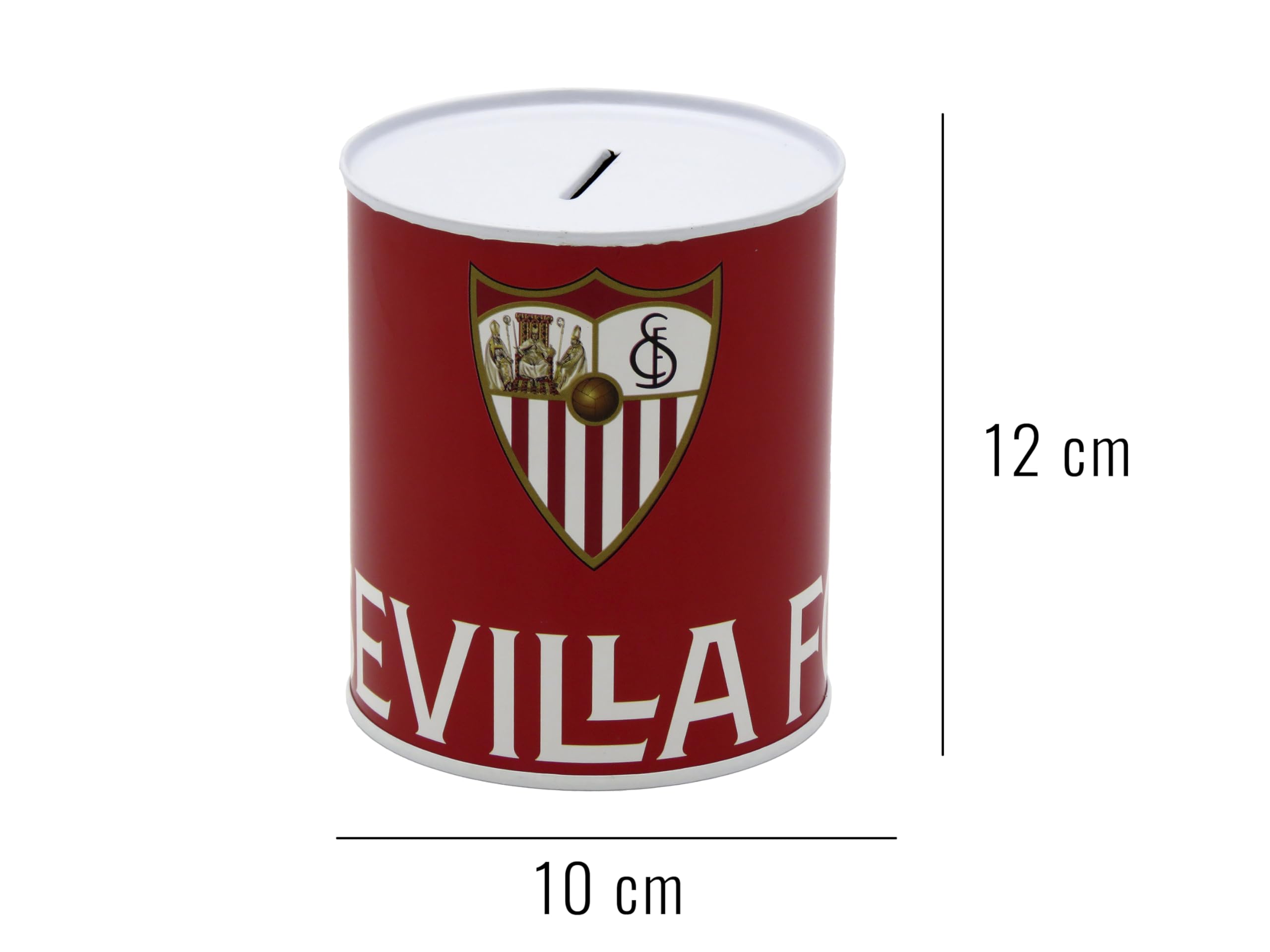 CyP Brands Sevilla FC- Skarbonka, Zlewka, Zapieczętowana Skarbonka Termo, Oszczędność, Monety i Banknoty, Wielobarwny, Oficjalny produkt