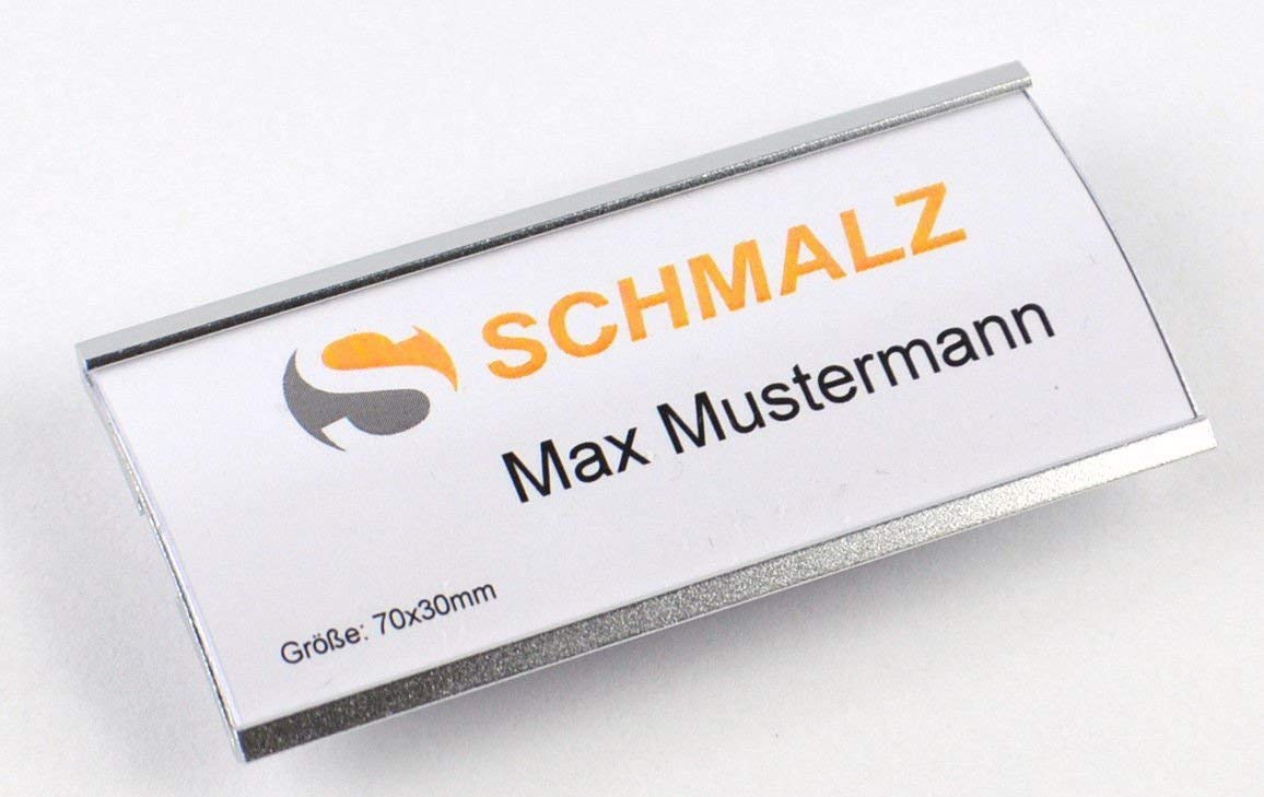100 Unidades Placas Identificativas Set Completo, Plata Leichtemtall, con Extra Fuerte 3-fach Imán, Moda Arqueado,Aluminio Anodizado,Transparente Protectora,Perforado Láminas de Cartón, Credencial
