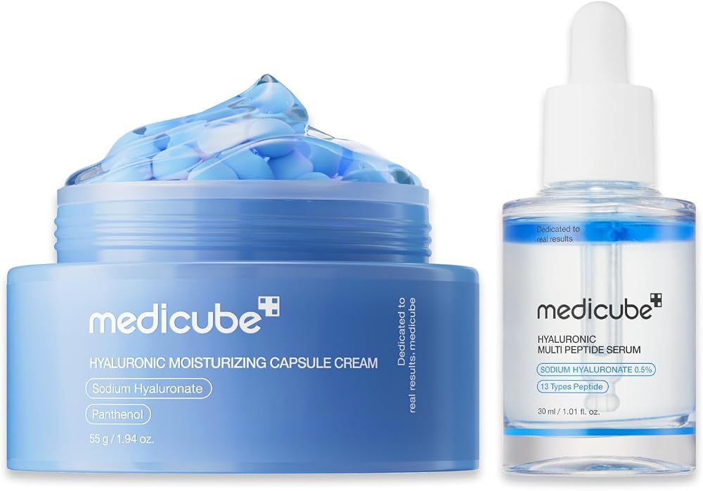 Hydrating Boosting Duo - Hyaluronic Acid Capsule Cream & Serum Duo | Hyaluronic Serum and Cream Layer for Deep Hydration & Moisture Lock, For Plump, Bouncy & Dewy Skin, Korean Skincare
