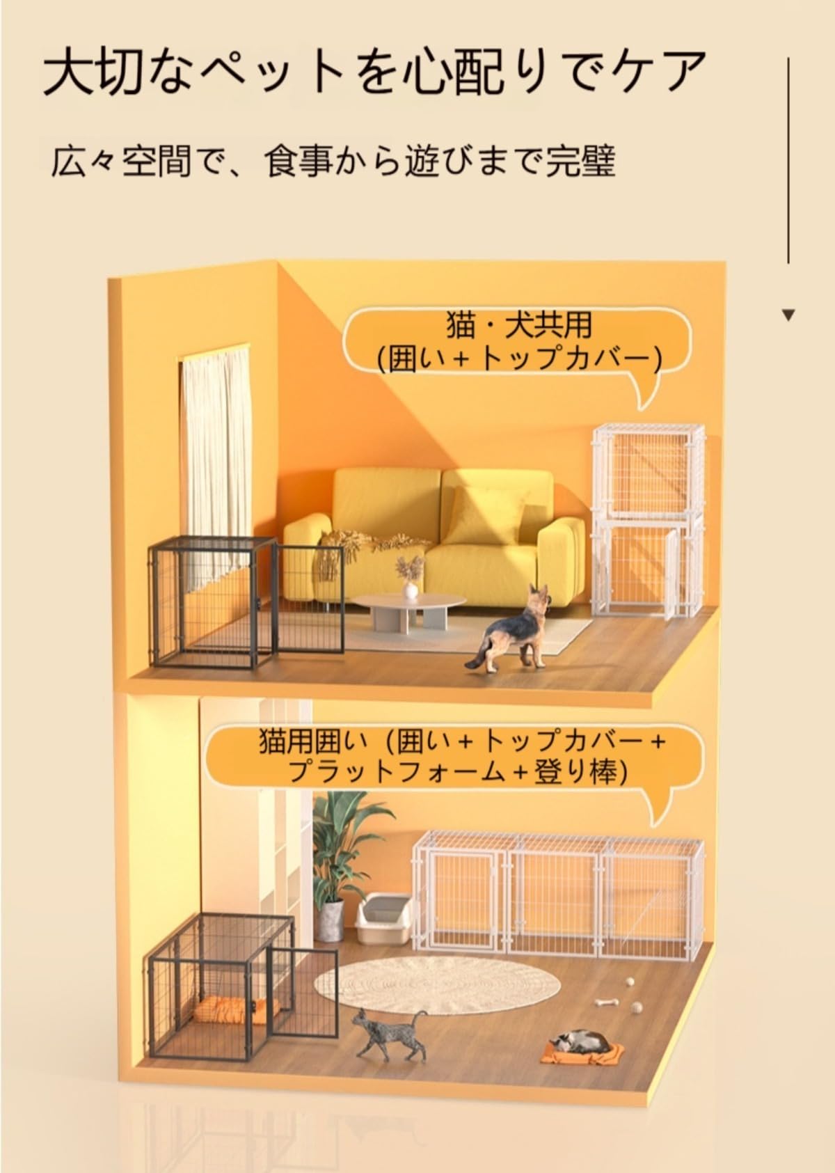 Amazon.co.jp: 【Yecox】ペットサークル 犬用ケージ ペットフェンス