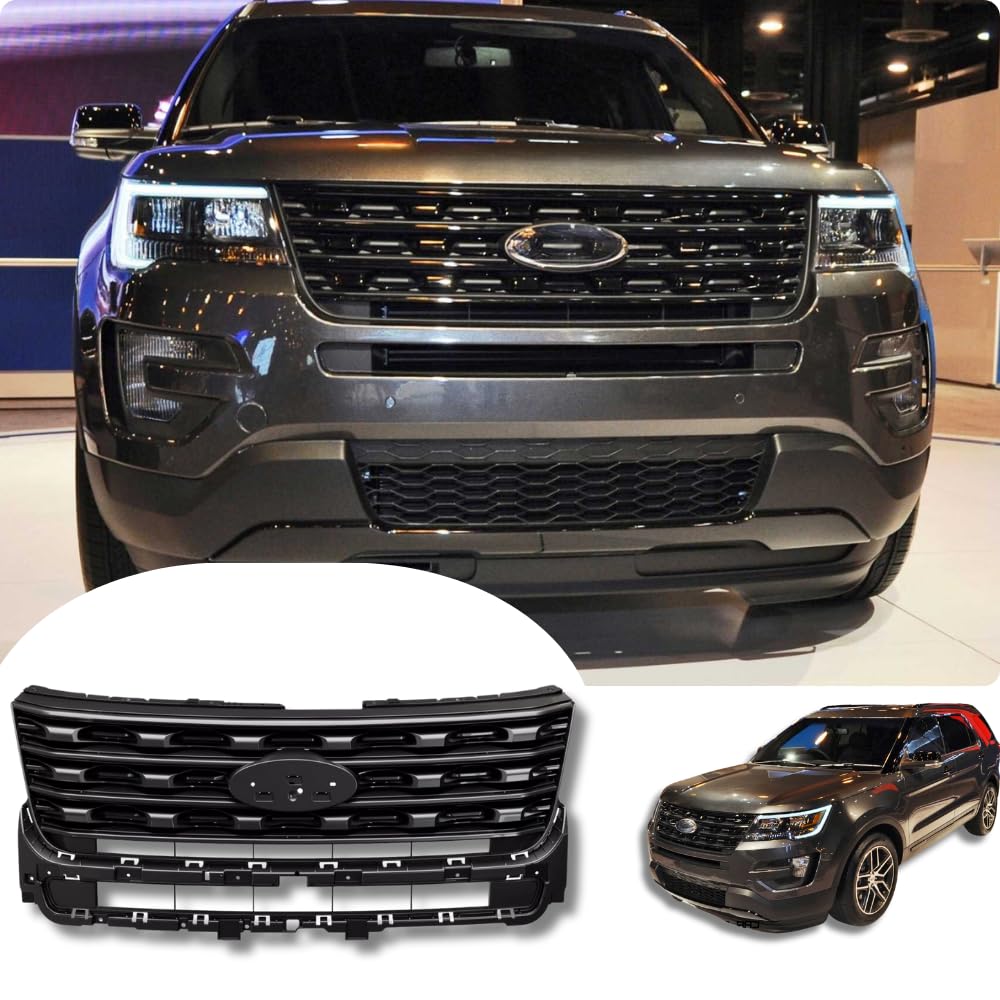 Amazon | POWECHOX グロスブラックフロントグリル Ford Explorer 2016