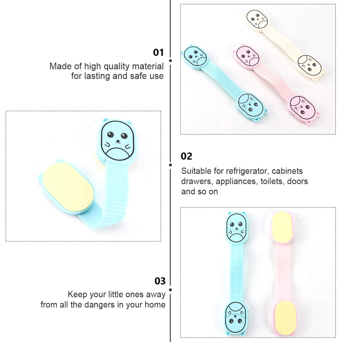 3pcs Cabinet Lock Drawer Locks for Babies Kids Safety Refrigerator Lock Child Locks for Drawers Child Door Lock Child Proof Cabinet Child Safety Locks Home Appliances Cupboard Baby