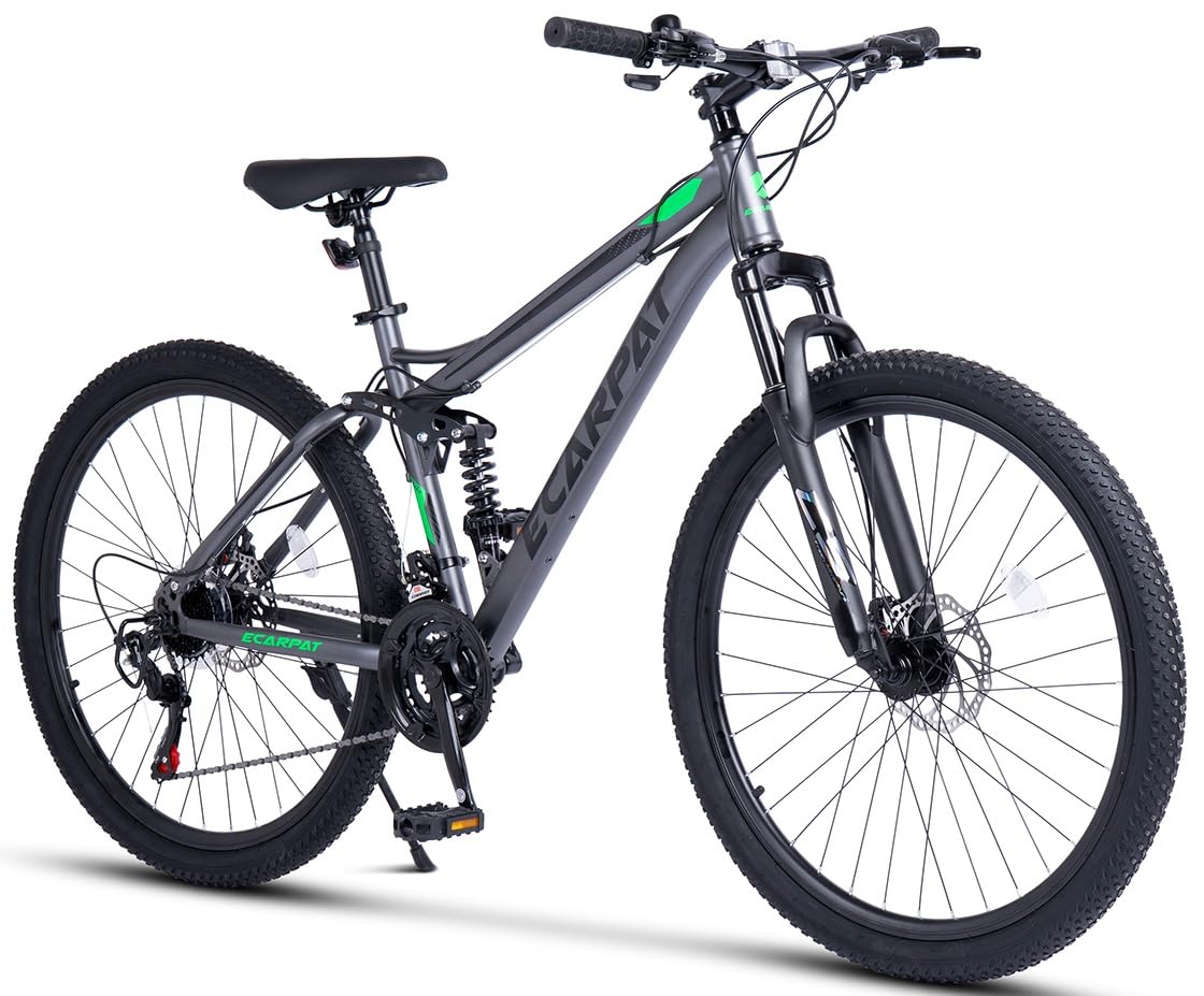 kozamas 24 Zoll Fully Mountainbike für Jugendliche 130-150cm | 21 Gang Schaltung & Scheibenbremsen | Full-Suspension MTB Fahrrad