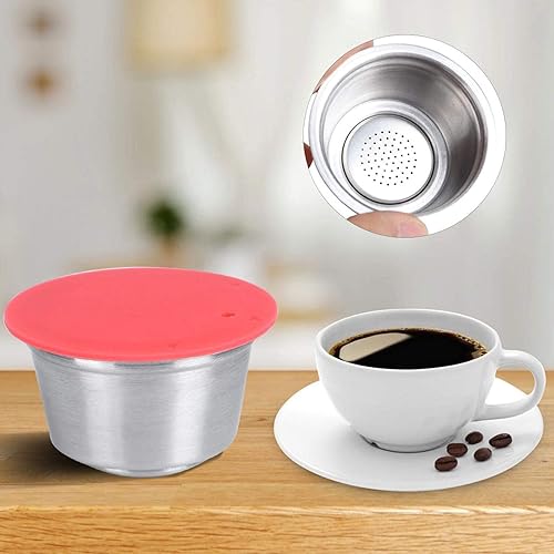 Miniatura 7 de Oumefar Cápsulas de café reutilizables, cápsulas de café reutilizables de acero inoxidable con tapa de silicona, taza de cápsula de café recargable,