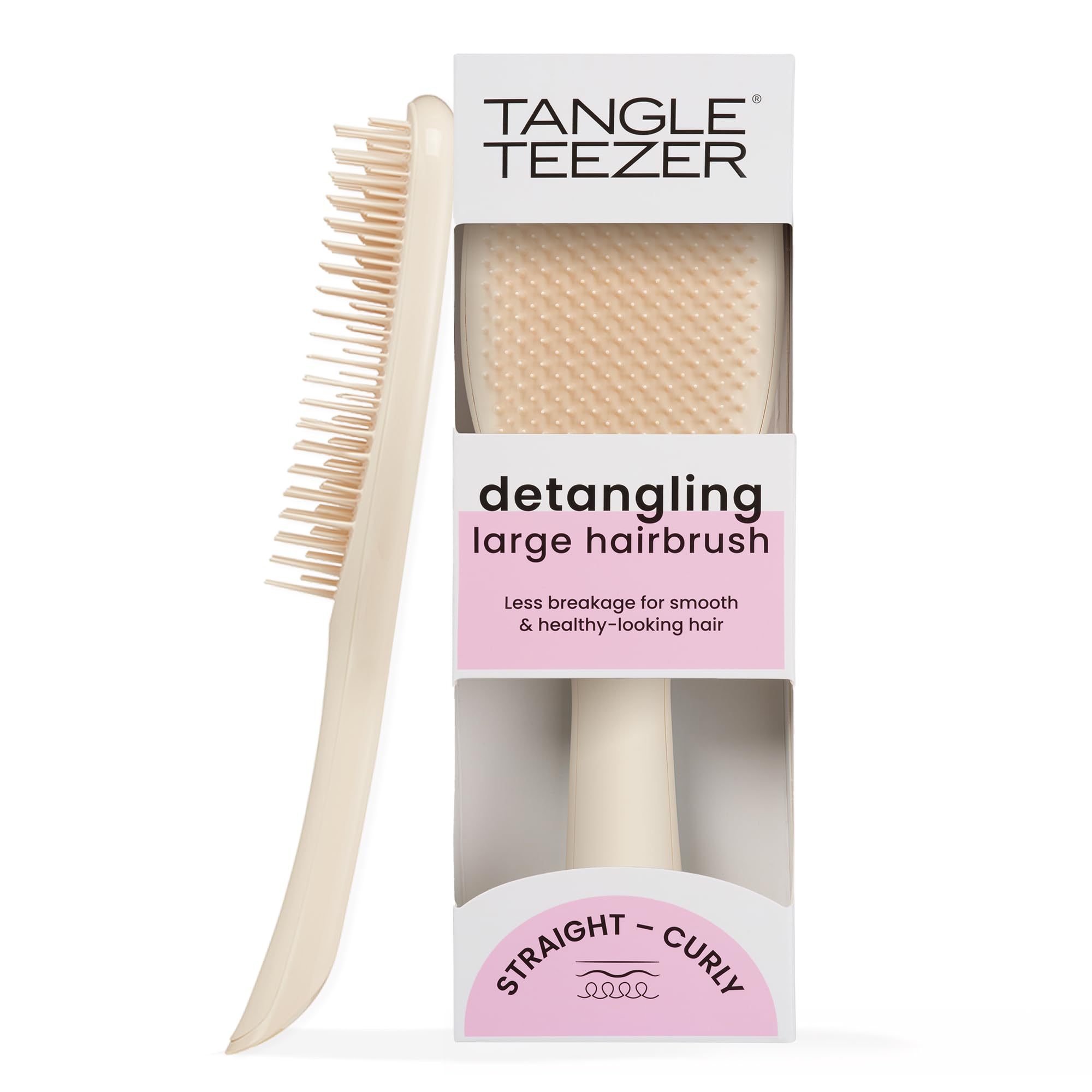 Tangle Teezer Large Ultimate Detangler Hairbrush - For Wet & Dry Hair - Detangling Brush for Thick, Curly & Long Hair - Two-Tiered Teeth Reduce Breakage & Eliminate Knots - Large Paddle - Cappuccino