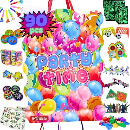 Piñata Cumpleaños Infantil + Pack 90 Juguetes Piñata - Piñata - Piñata Cumpleaños - Piñatas Infantiles - Piñatas - Relleno Piñata para tu Fiesta - Pinhatas Aniversário PARTY4EVER
