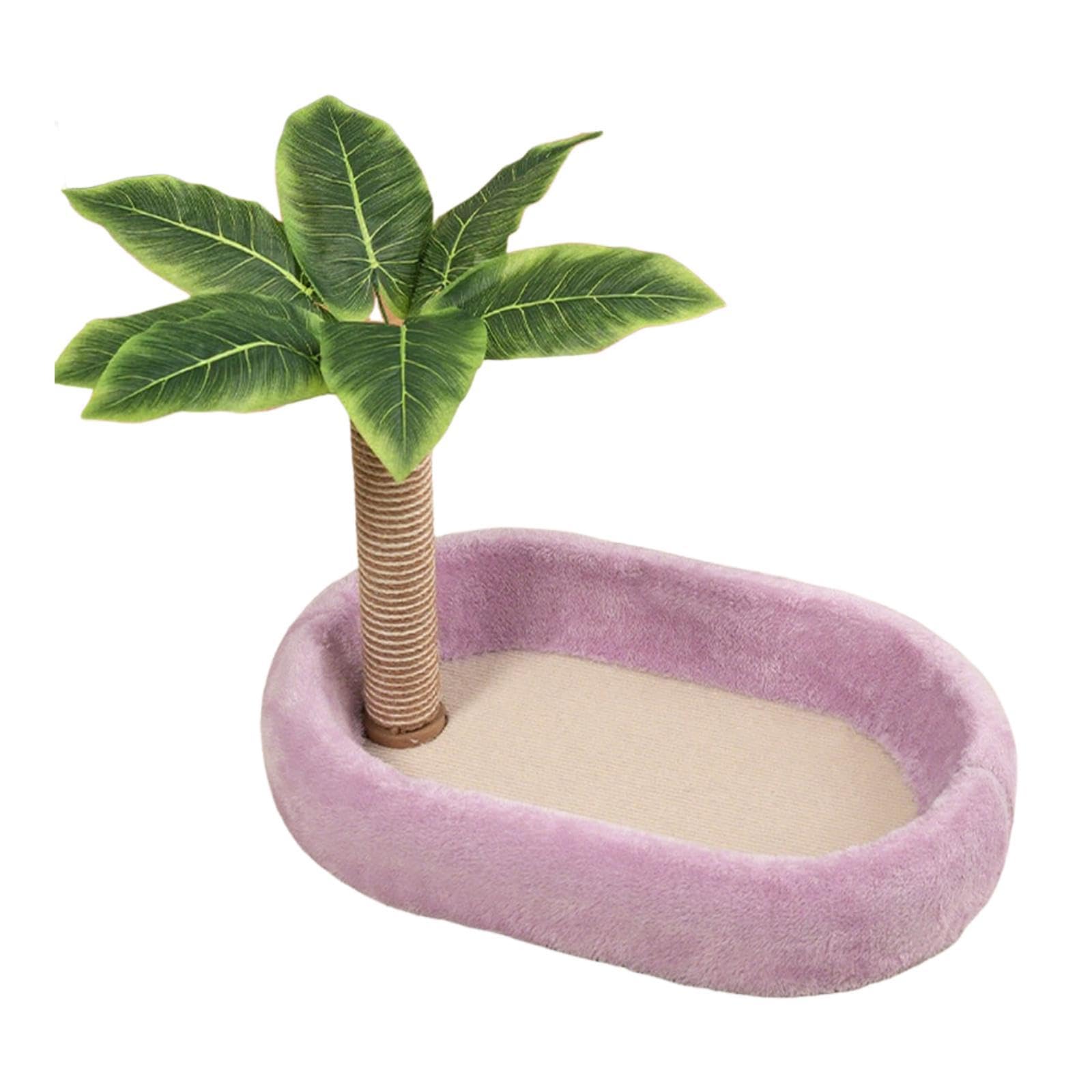 Griffoir et panier ovale en velours violet pour chat : protégez vos meubles avec style