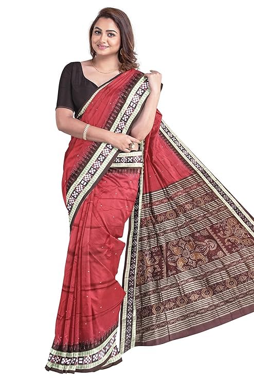 Image of Handmade Pure Bomkai Silk Saree Khandua Natural Silk Ikkat Saree For Women /Ethnic Wear /Traditonal Saree /Handloom Saree With Regular Fit Blouse Piece