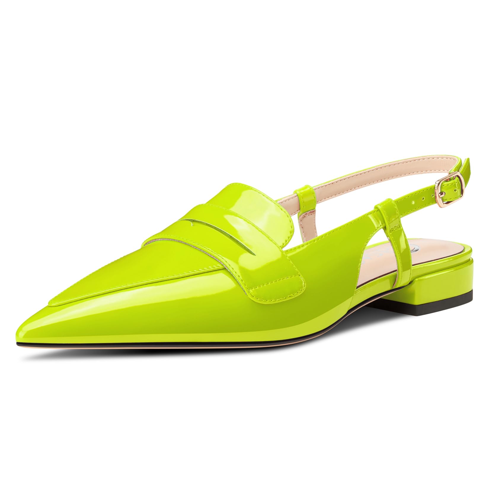 Castamere Slingback Flats for Women Close Pointed Toe Loafers Low Heel Slip-on Pumps Office Casual Dress Shoes 0.8 Inches Heels