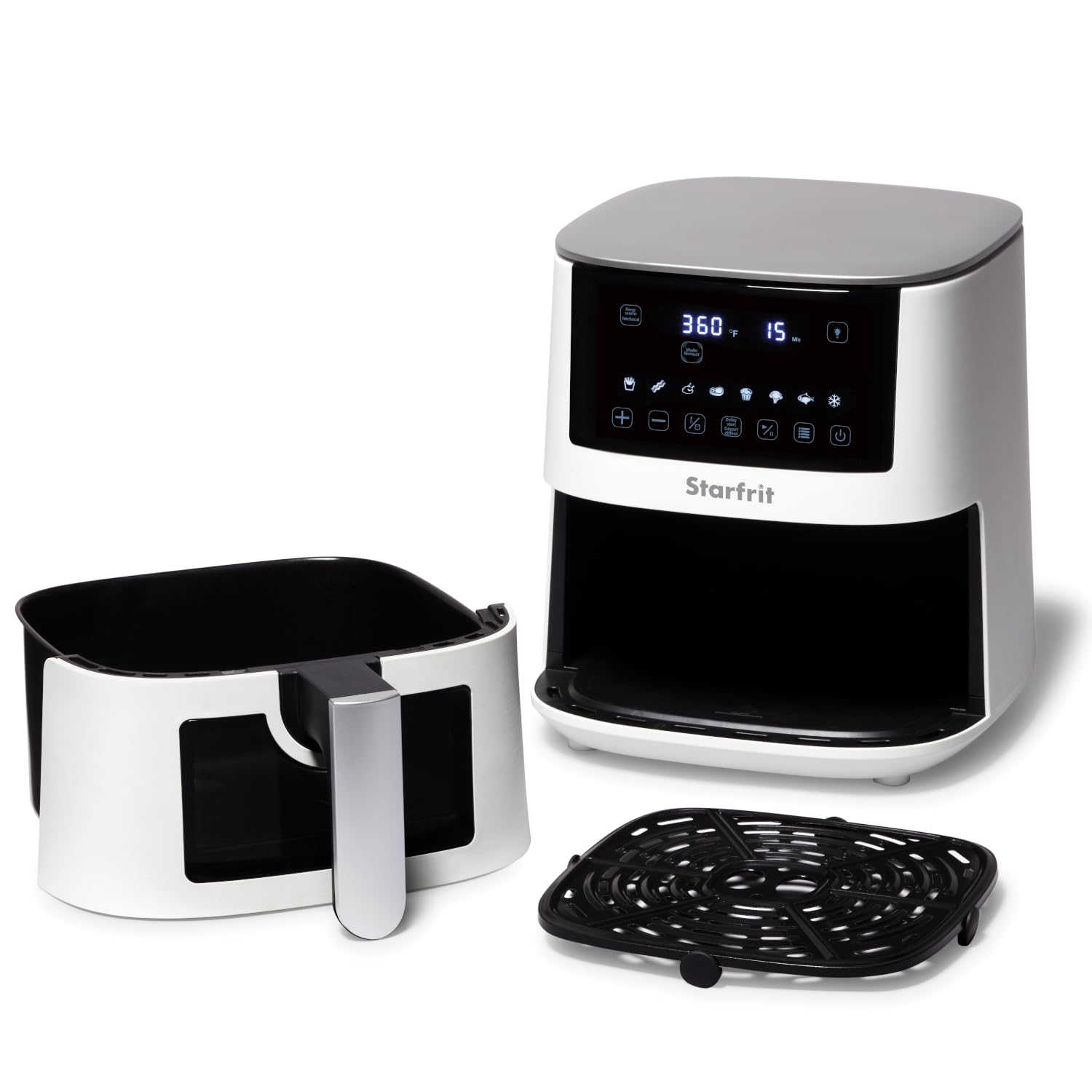 Starfrit Electric Digital Air Fryer - 4.2L Capacity - Ceramic Non-Stick Surface - 8 Preset Functions - Viewing Window -1400W