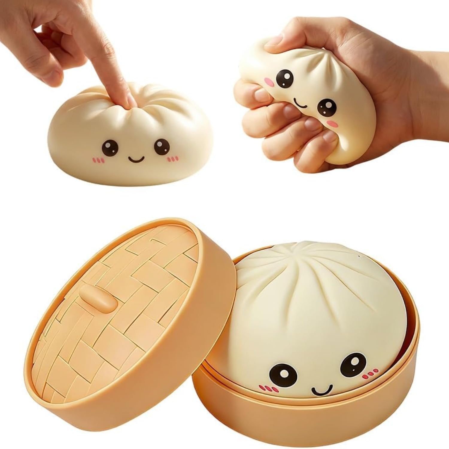 JOJOHOMY Dumpling Squishies Glitter Squishies Dumpling Toy, Low Rising Sensory Fidget Toy for Anxiety Relief for Kids and Adults (1 Pack-White) — image 1