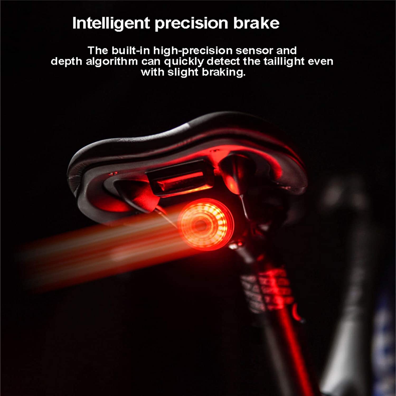 Luce posteriore for bici intelligente, luci posteriori con rilevamento del freno Luce for bici Ricaricabile Accensione/spegnimento automatico Luci for bicicletta a LED impermeabili 6 modalità d