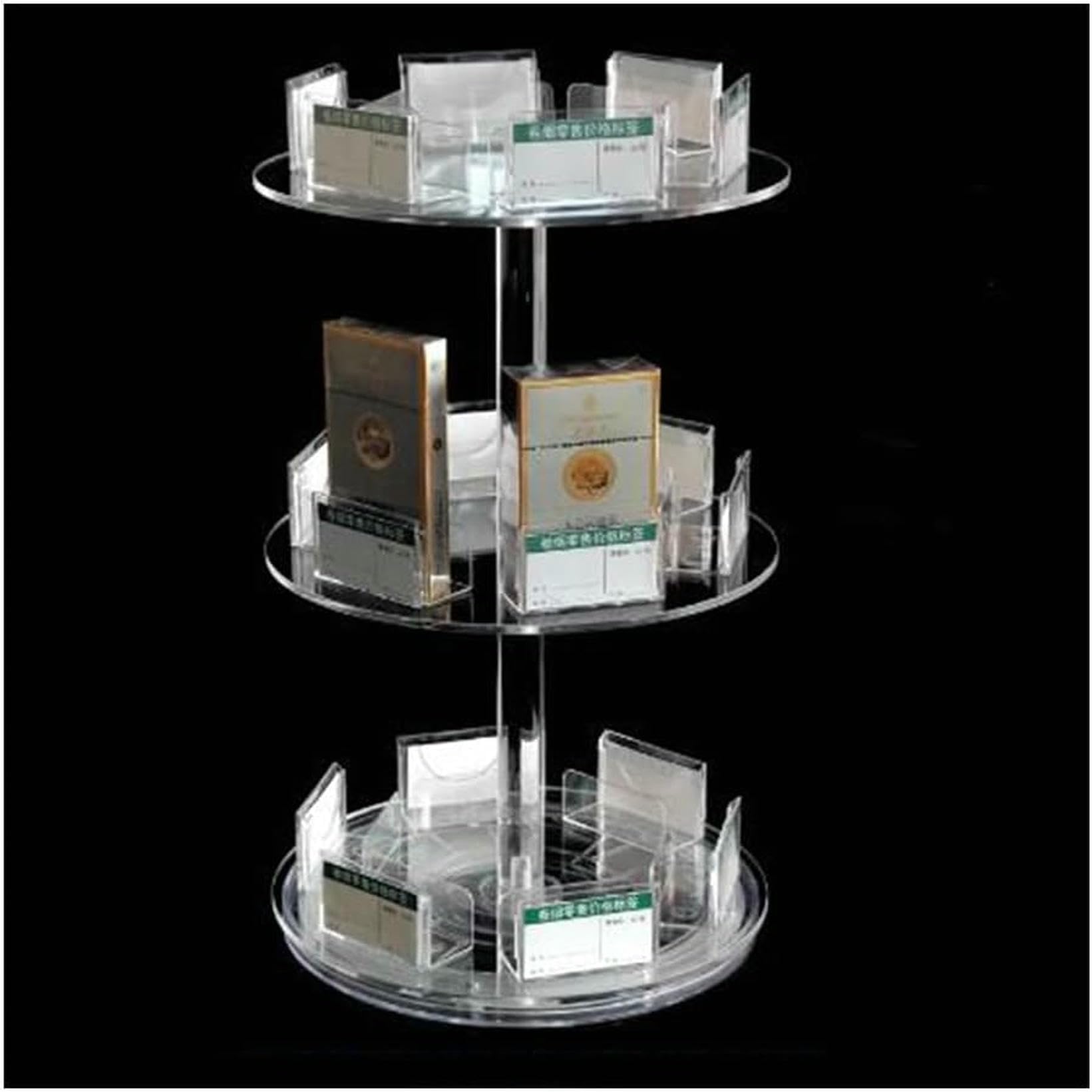 Présentoir rotatif circulaire en acrylique pour cigarettes de toutes tailles
