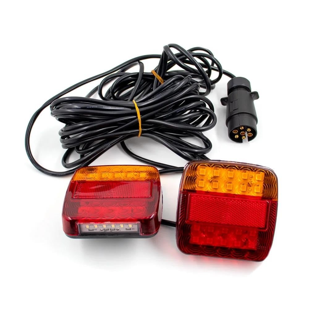 Générique Feux Stop 1 ensemble 12V remorquage arrière remorque feu 16 LED 10m câble 7 broches frein arrêt plaque d'immatriculation lampe lumières Feux Circulation