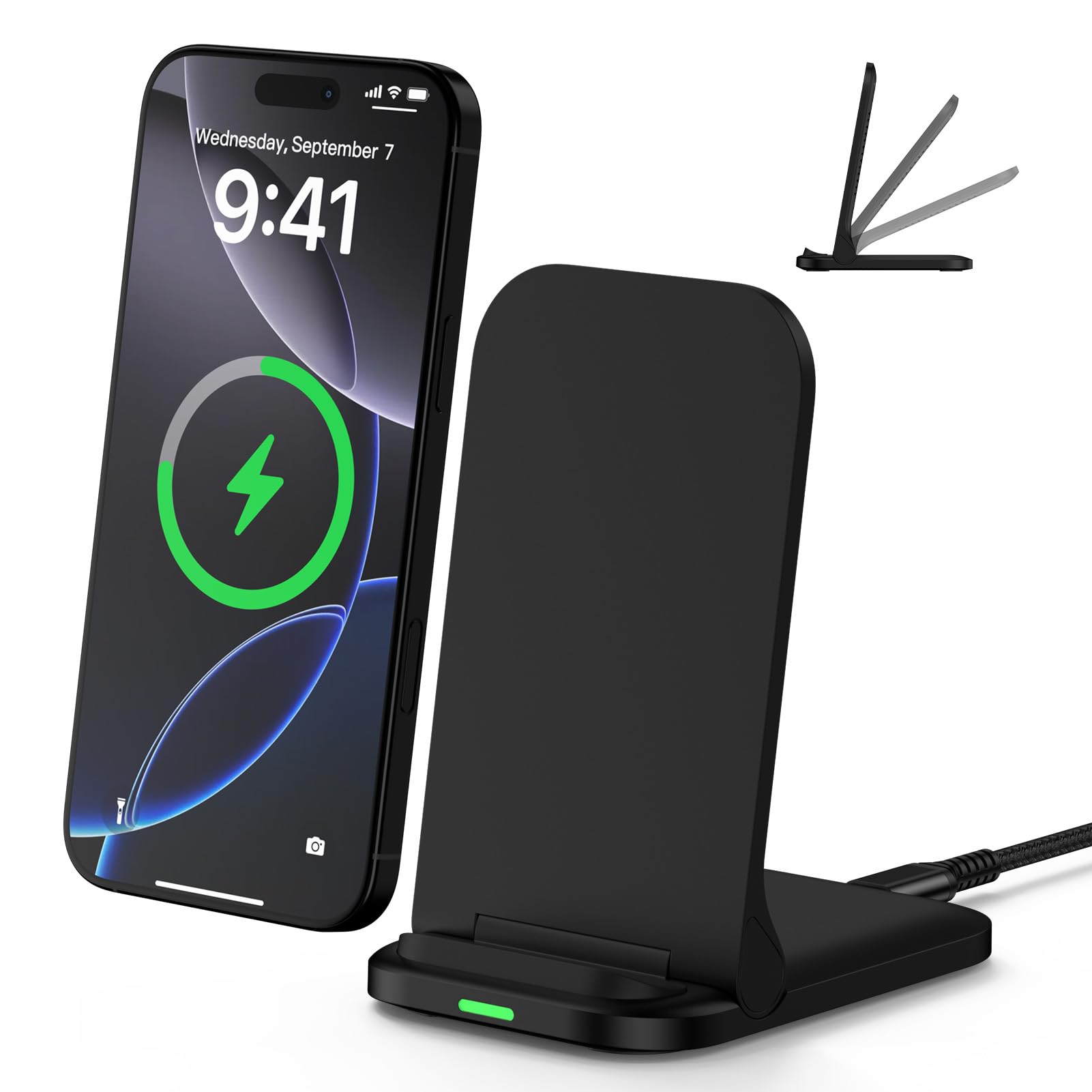Samsung Wireless Charger Fast Charging Stand Foldable Wireless Phone Charger Stand Android Charging Station for Samsung Galaxy S26 Ultra S26 S25 Ultra S24 S23 S22,iPhone 17Pro Max 17 Air 16e 16 15 14