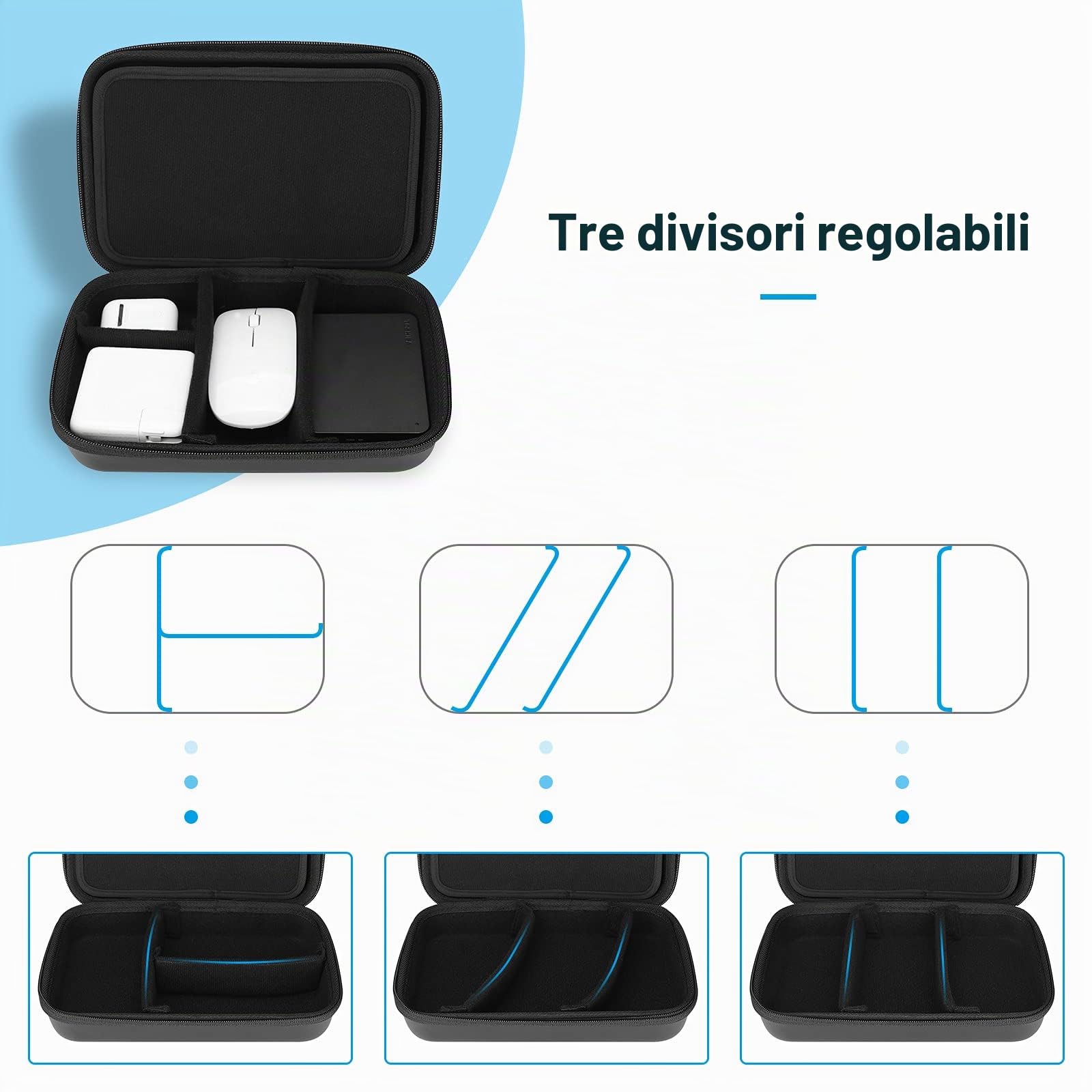 ProCase Organizer Cavi, Porta Cavi da Viaggio, Custodia per Caricatore/Power Bank/Mouse/USB Flash Disk/SD Card, Tech Pouch Viaggio Accessori Utili