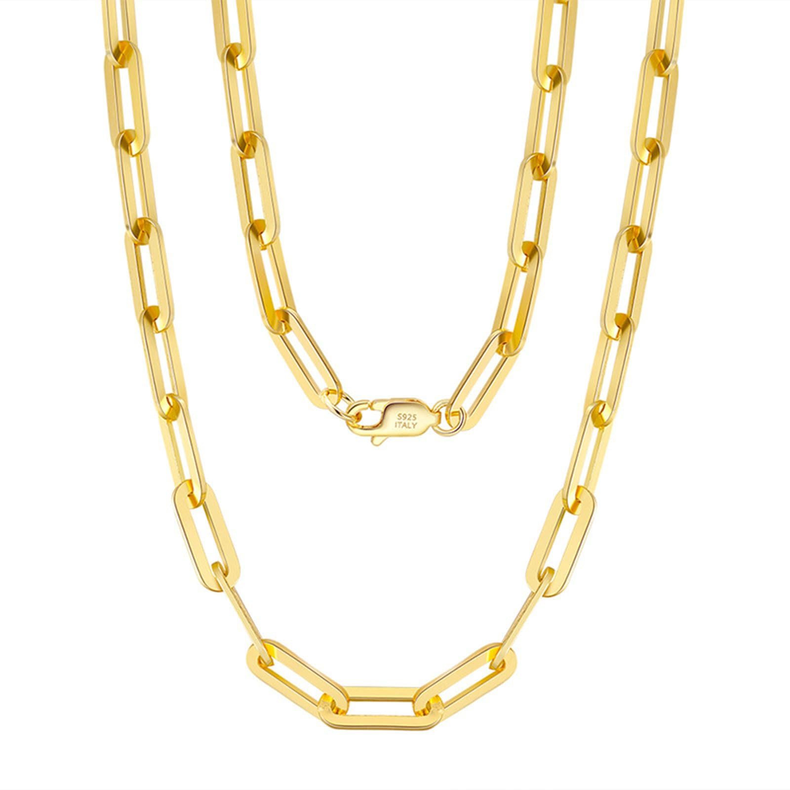 Collar de cadena con clip para mujer, plata 925 pulida con clip, longitud 40/45/50/55/60 cm