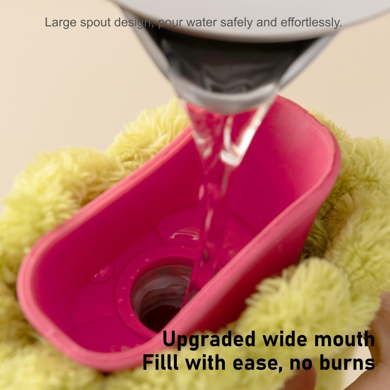 Hot Water Bottle with Plush Cover 1700ml, Hot Water Bag for Pain Relief, Warm Compress for Cramps, Reusable for Neck, Back, Period Pain, Hand & Foot Warmer, BPA Free
