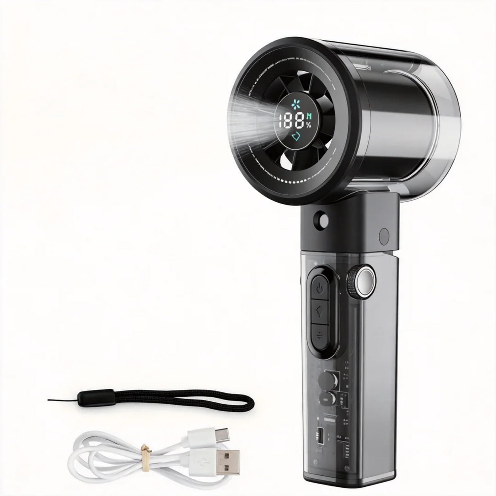 Gfedony Portable Turbo Mist Spray Fan, 100 Speed 20000RPM LED Display