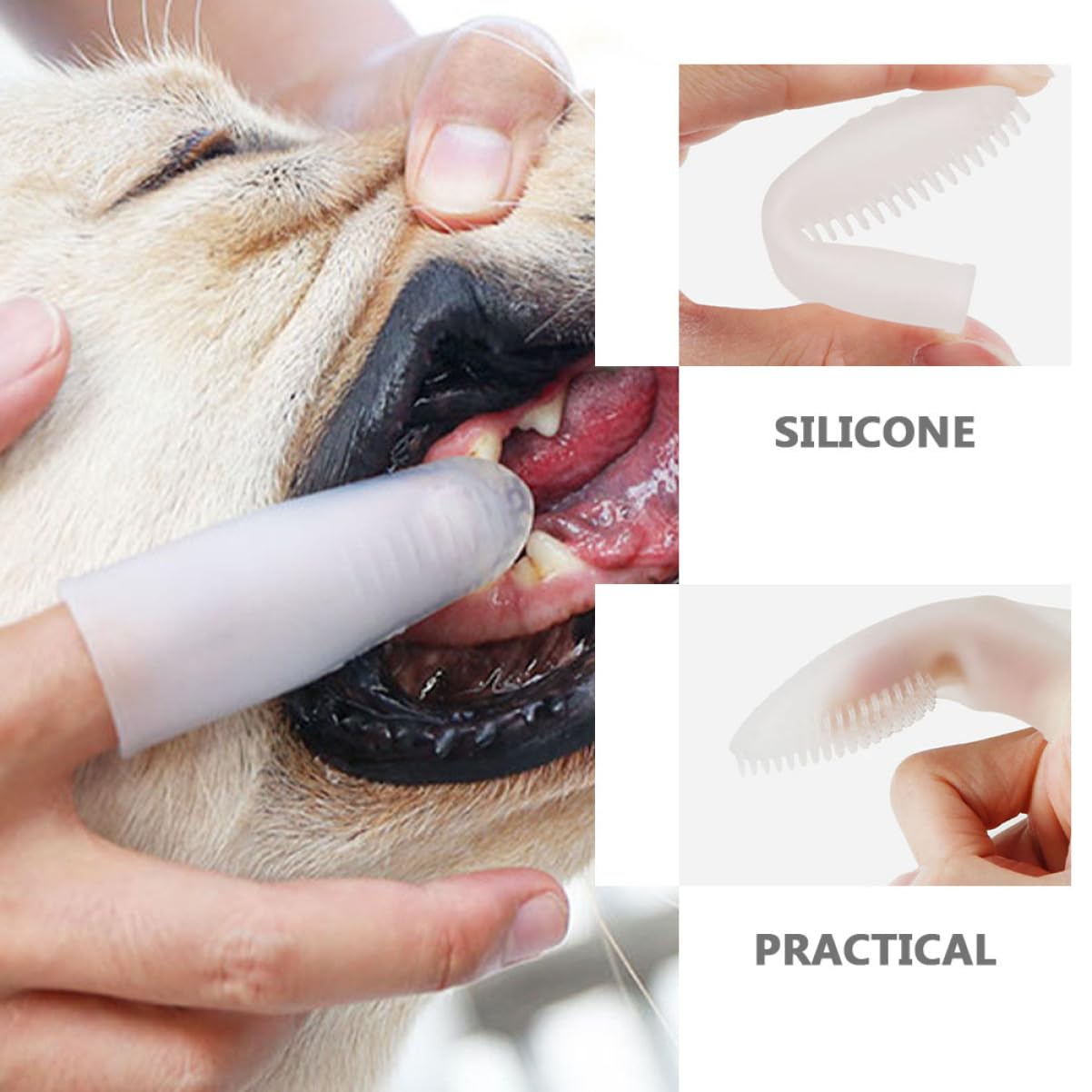 YARNOW 4pièces Brosse à Dents Silicone Pour Chien Outil De Nettoyage Pour Animaux Confortable Pour La Et Éliminer