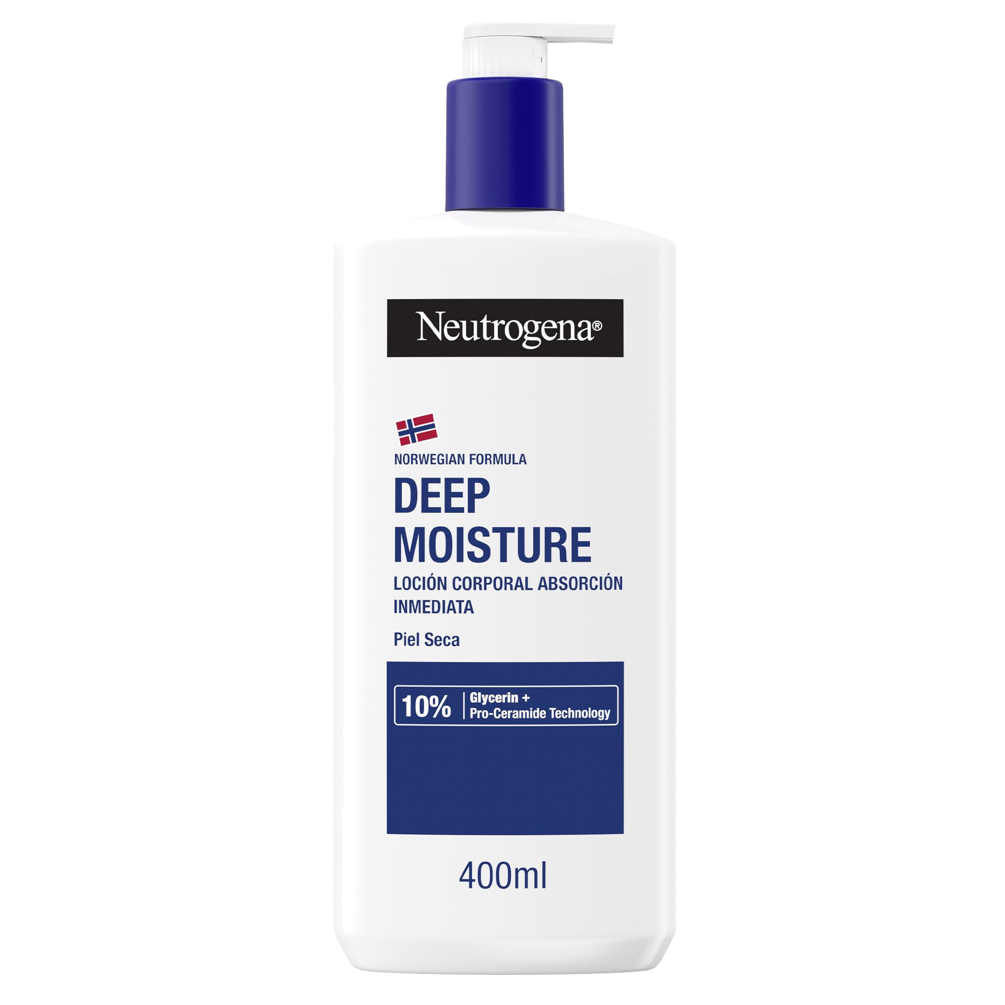 Neutrogena Loción Corporal Hidratación Profunda Fórmula Noruega para piel seca (400 ml), crema hidratante corporal con tecnología Pro-Ceramida y Glicerina