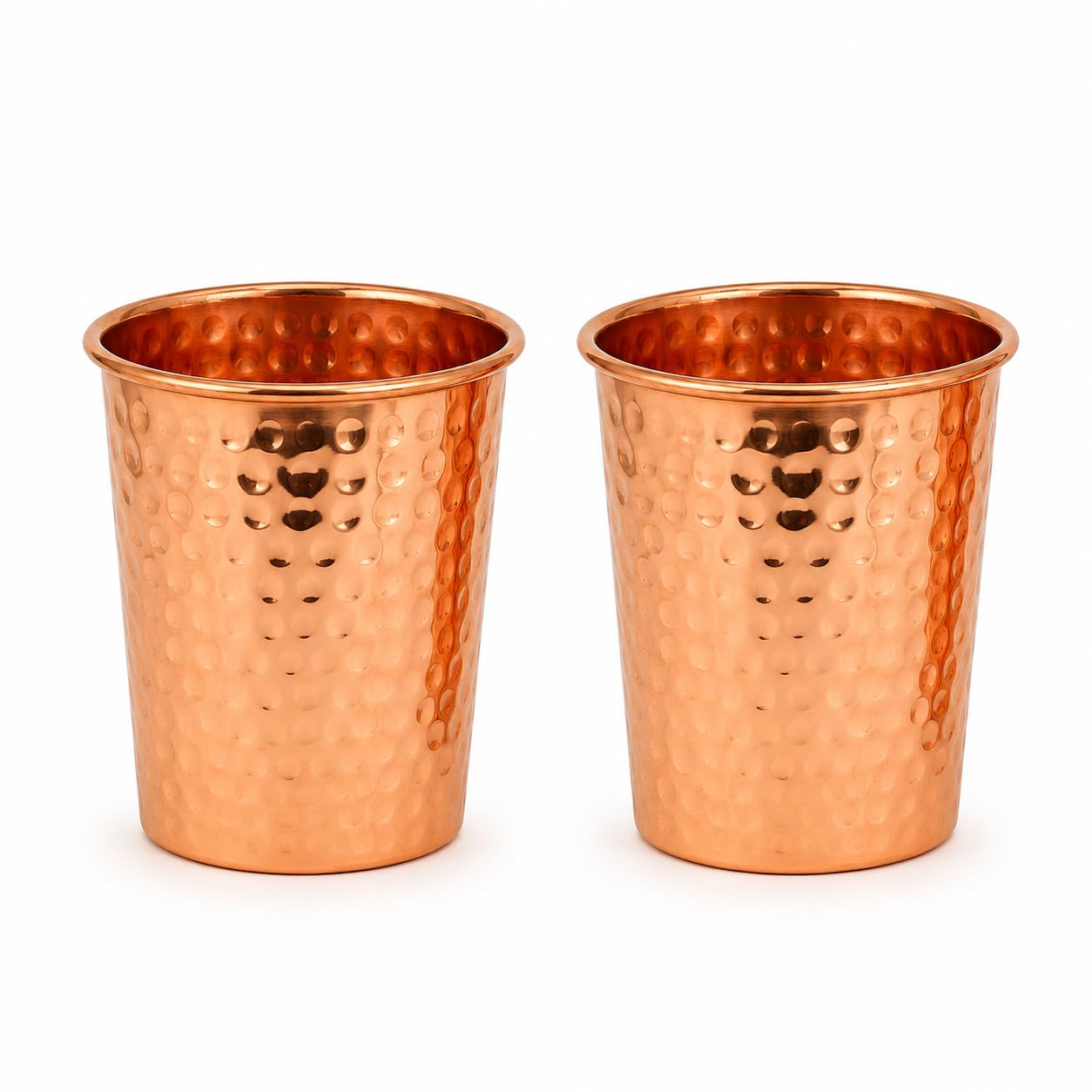 BBliss Pure Copper Cups Pack of 2 – 280ml Hand Hammered Ayurvedic Drinking Glasses | BPA-Free Reusable Copper Water Tumblers for Home, Office, Yoga & Dining
