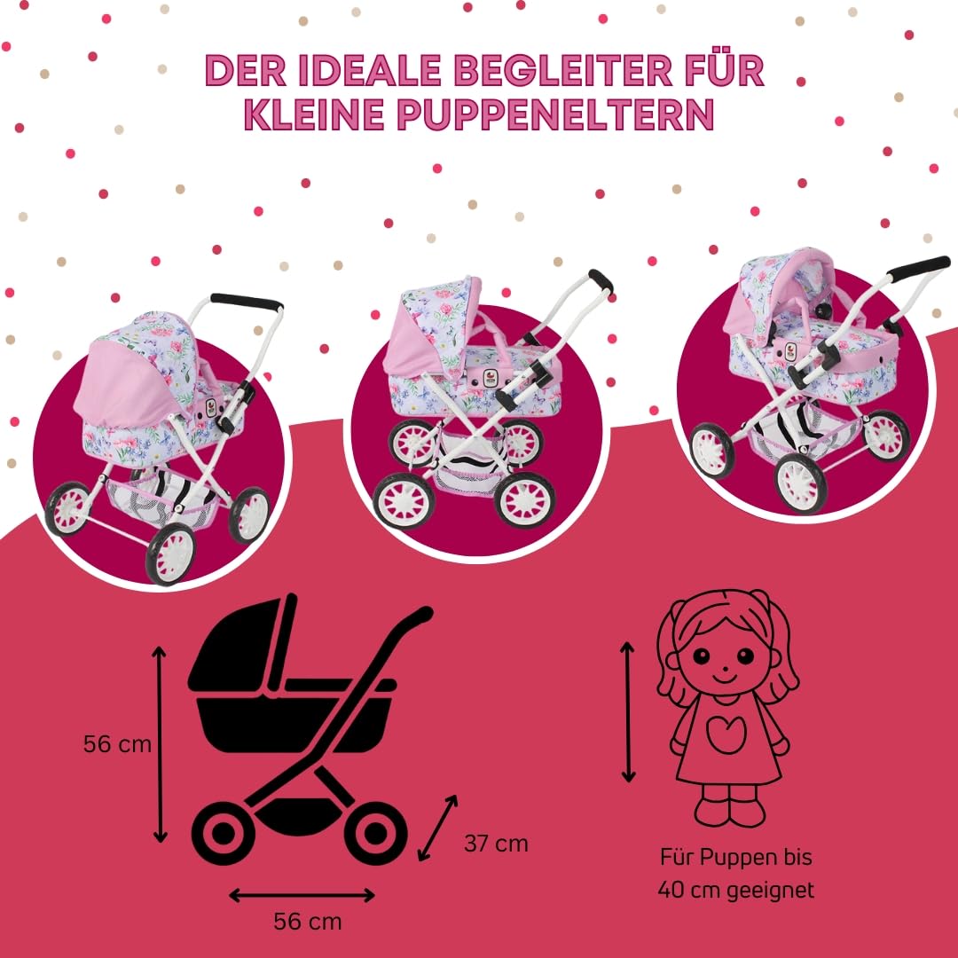 Smarty kleiner Kinderwagen 57 cm für Puppen - Bayer Chic 2000 - Graue Sterne