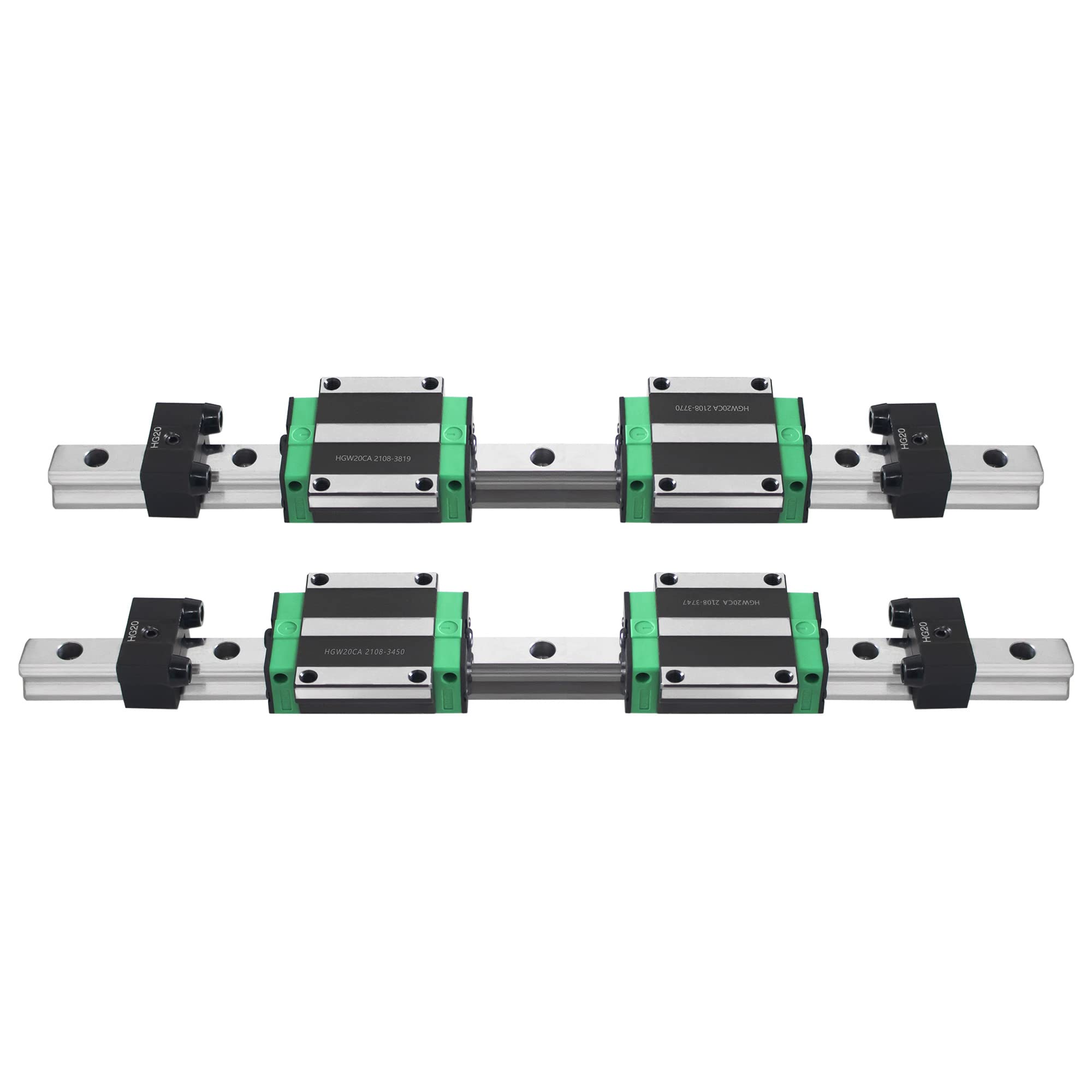 CNCMANS HGR20 - Set di 2 guide lineari HGR20 - 800 mm e 4 pattini di scorrimento HGW20CC + 4 pattini di limitazione per macchine e dispositivi automatizzati