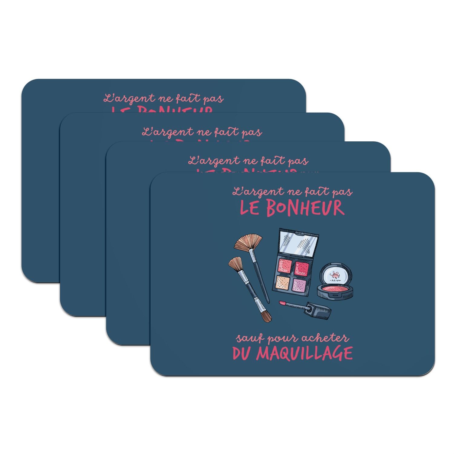 Sets de table dessous en caoutchouc bleu grand format lavables cuisine