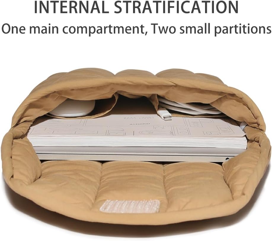 Puffy Laptop Sleeve 13-14 Inch Streak-Beige, Protective Carrying Case for Men and Women, Cute Case Bag Compatible with 13 and 14 Inch Laptops, for MacBook Air M2, Asus/Dell Xps in Cover