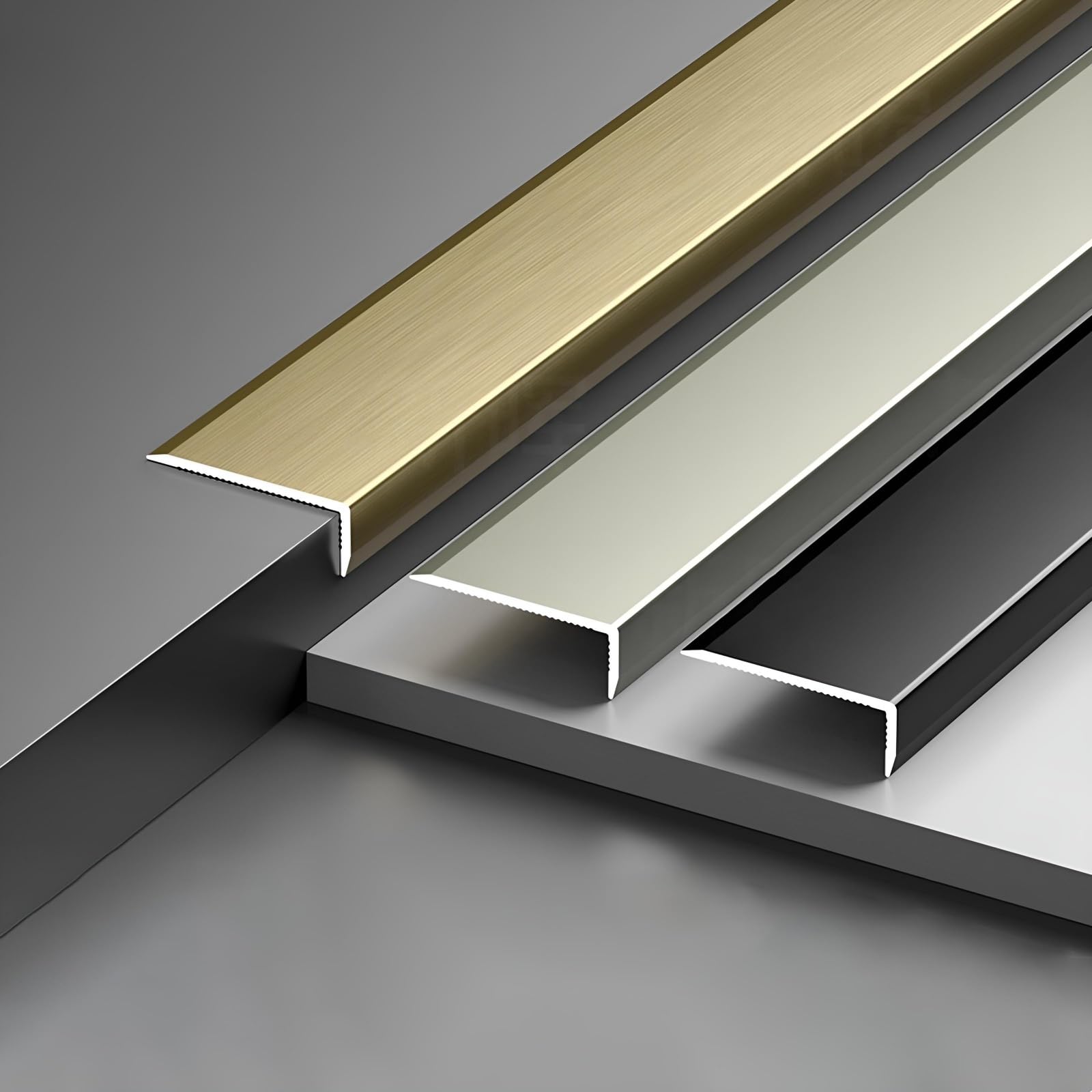 Coayuou Edge Protection Profile 3 Pieces 100cm Stair Profile Tile Transition Profile Aluminum Robust Floor Transition Profile Perfect For Any Staircase Renovation(Grau,8 * 15mm)