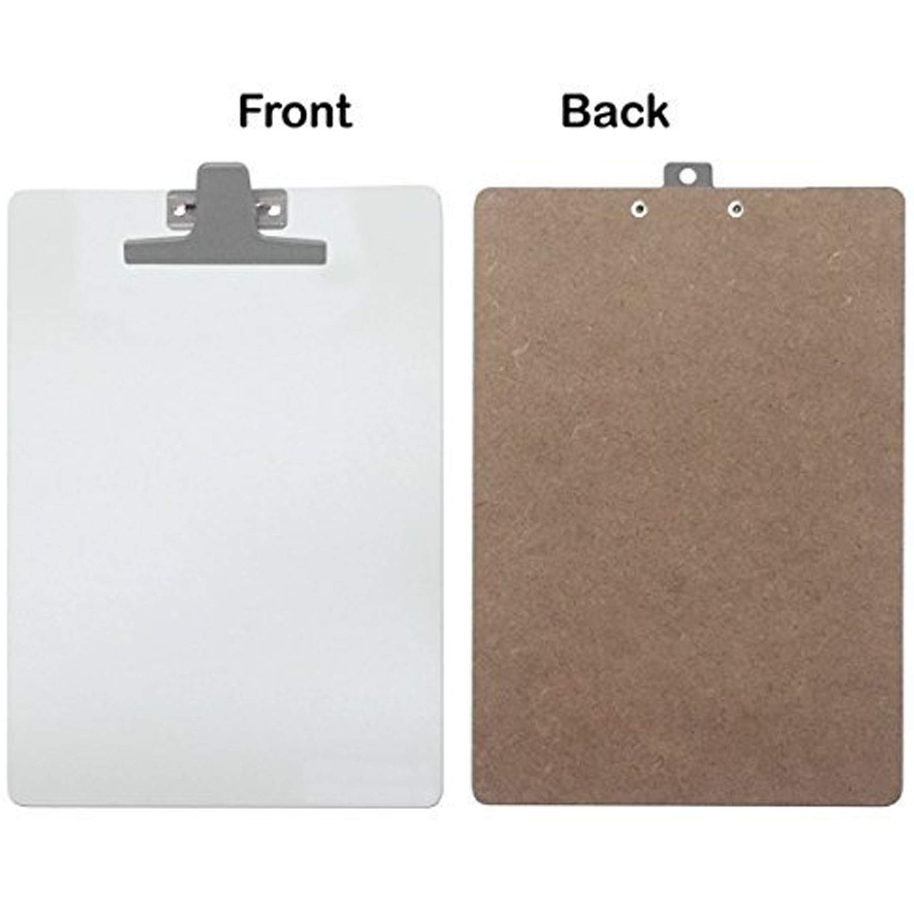 Acrimet Portablocco Bianco Formato Lettere A4 (33cm x 23cm) Clip Fermacarte Premium in metallo (Pannello Rigido MDF) (Clip Argento) (6 Pezzi)