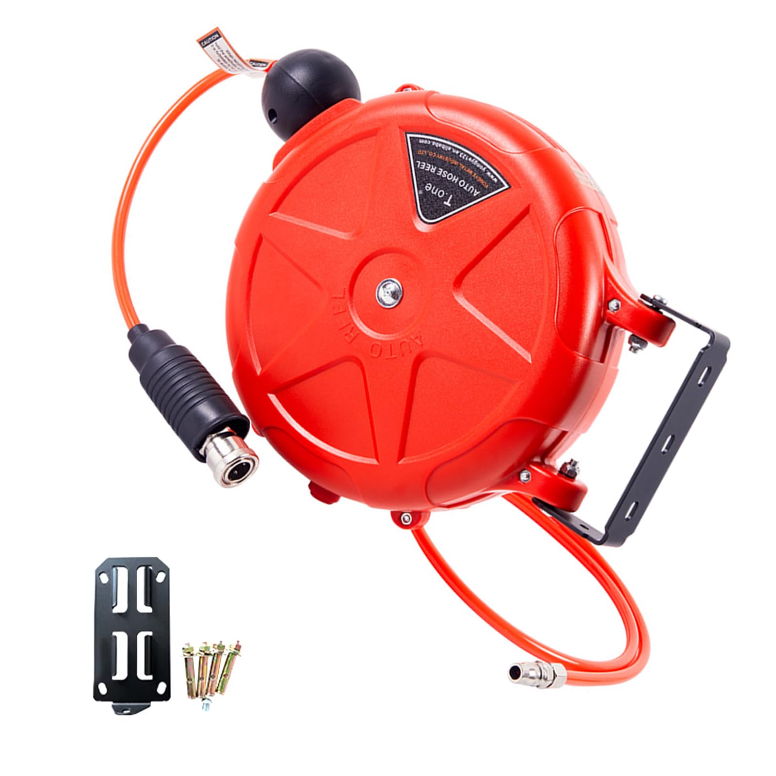 Enrouleur de tuyau automatique compact gain de place et flux d'air fluide 180°