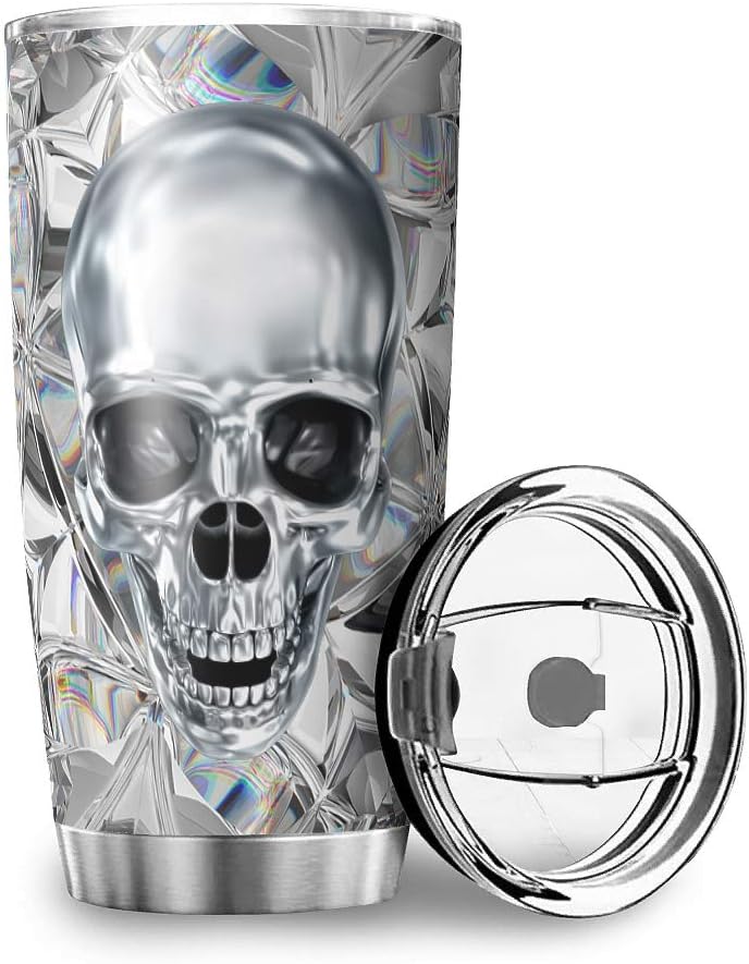 Edelstahl-Isolierbecher 600 Ml Mit Totenkopf-Motiv – Doppelwandig, Für Kaffee & Getränke Unterwegs