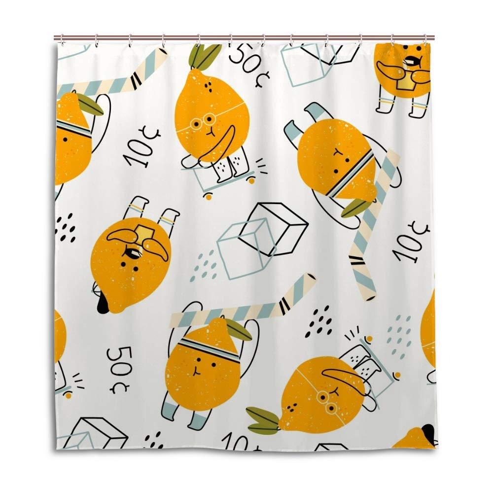 Rideau de douche au motif de citron jaune pour illuminer votre décoration de salle de bain