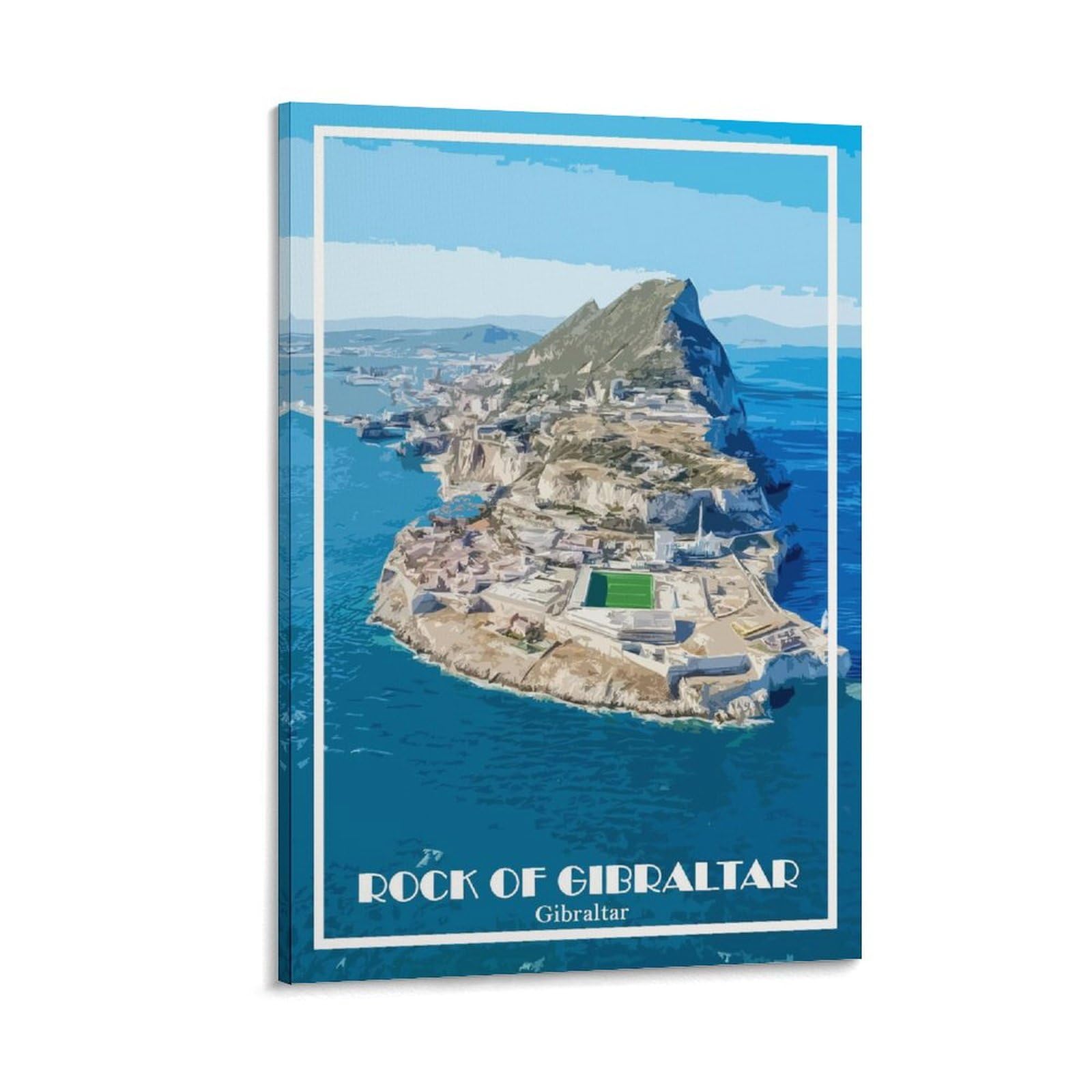 Fbaoda Frame-Style Rock Of Gibraltar Posters Vitger Travel Poster Canvas Art Wall Room House Decor Bedroom Office Posters Prints Wall Art Paitings Rustic Home Decorate For Living 12X18inch(30X45cm)