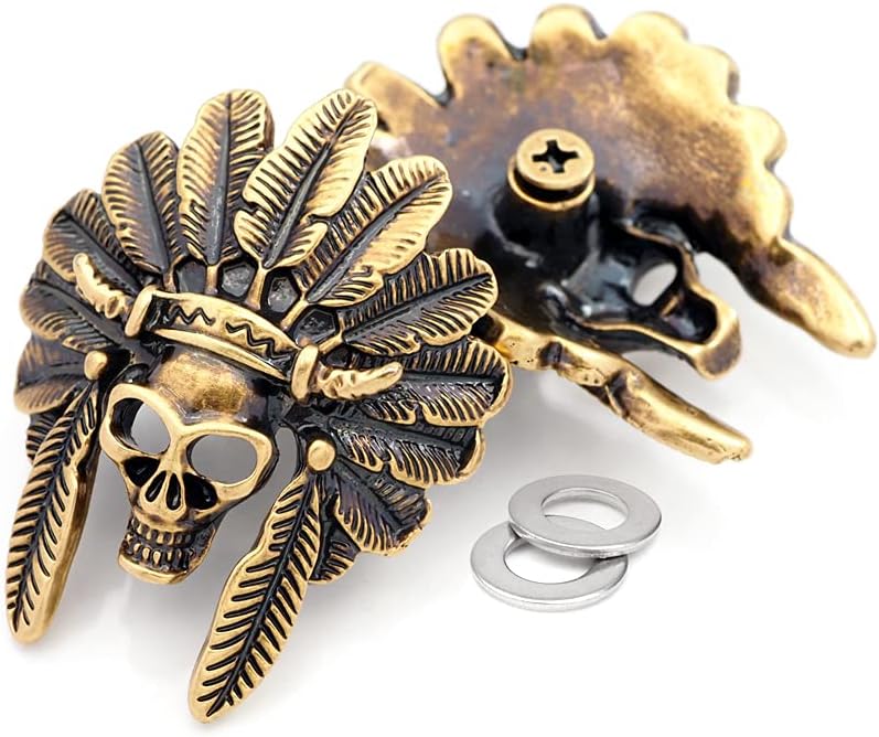 CRAFTMEMORE Indian Skull Concho Screw Back Indian Head Tribal Chief Conchos Leathercraft 2pcs 1-3/4 Inches CHS21 (Brozne) - Image 2