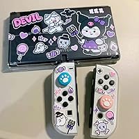 Vista 3 de ENFILY Cute Kuromi Case Compatible with Nintendo Switch OLED 2021 Dockable Case Cover Ergonomic Soft TPU Grip Case for Joycon Sparkle Skin Set with