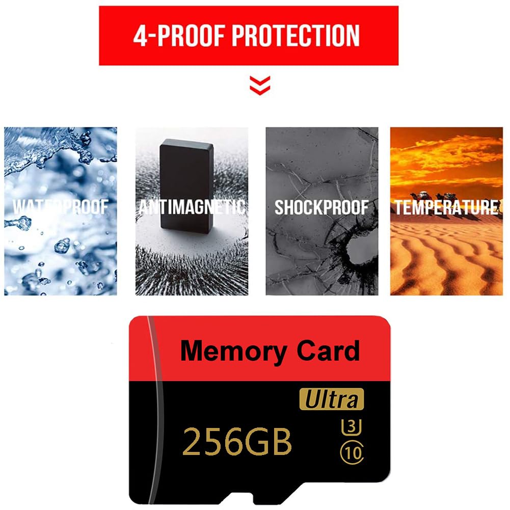 Carte mémoire 256 Go Mini carte TF ultra haute vitesse pour téléphones Android, caméras d'action, tablettes Stockage étendu