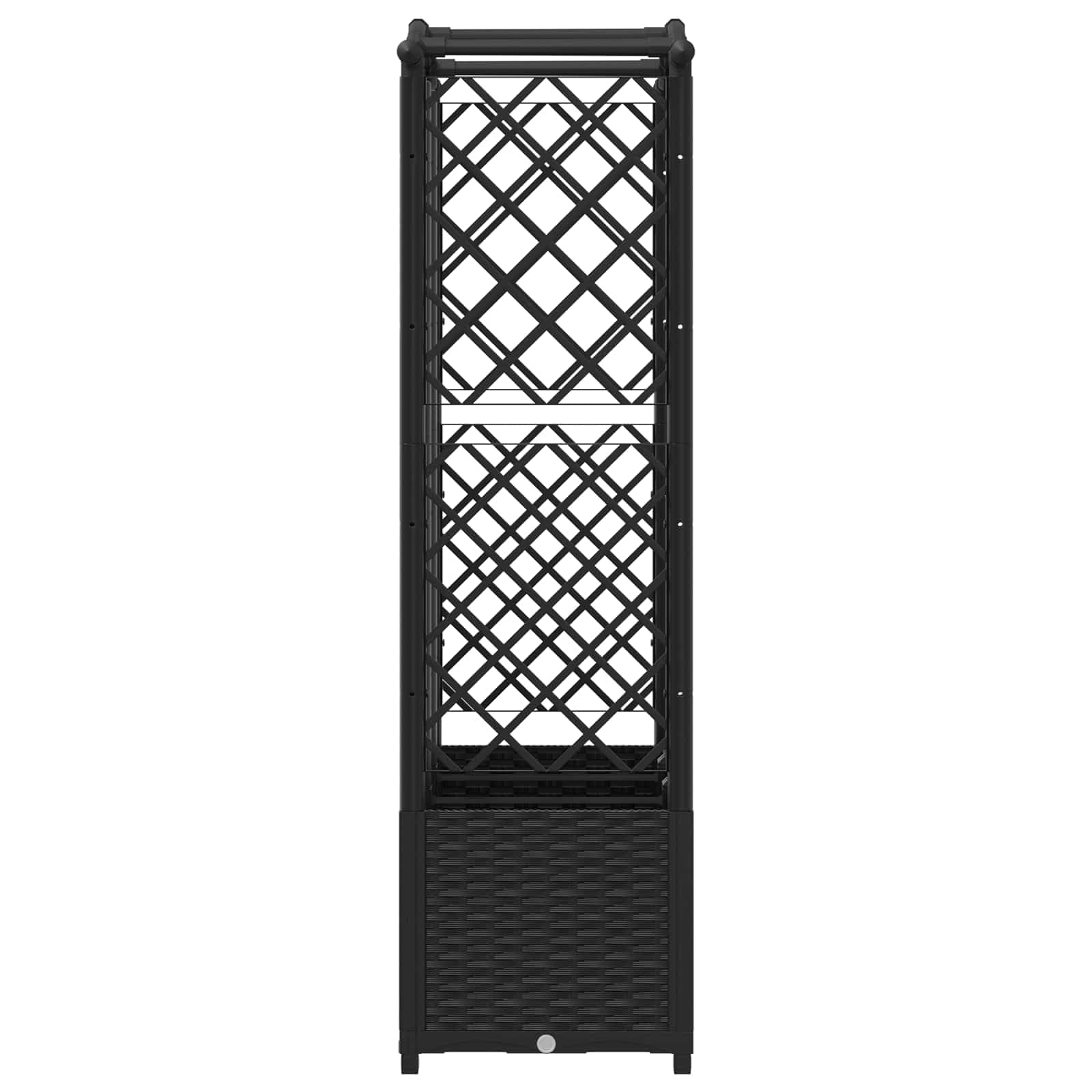 Jardinera elevada con enrejado y techo negro 163 x 40 x 141 cm PP resistente a la intemperie exterior para balcón terraza con almacenamiento de agua, resistente a las heladas y decorativo