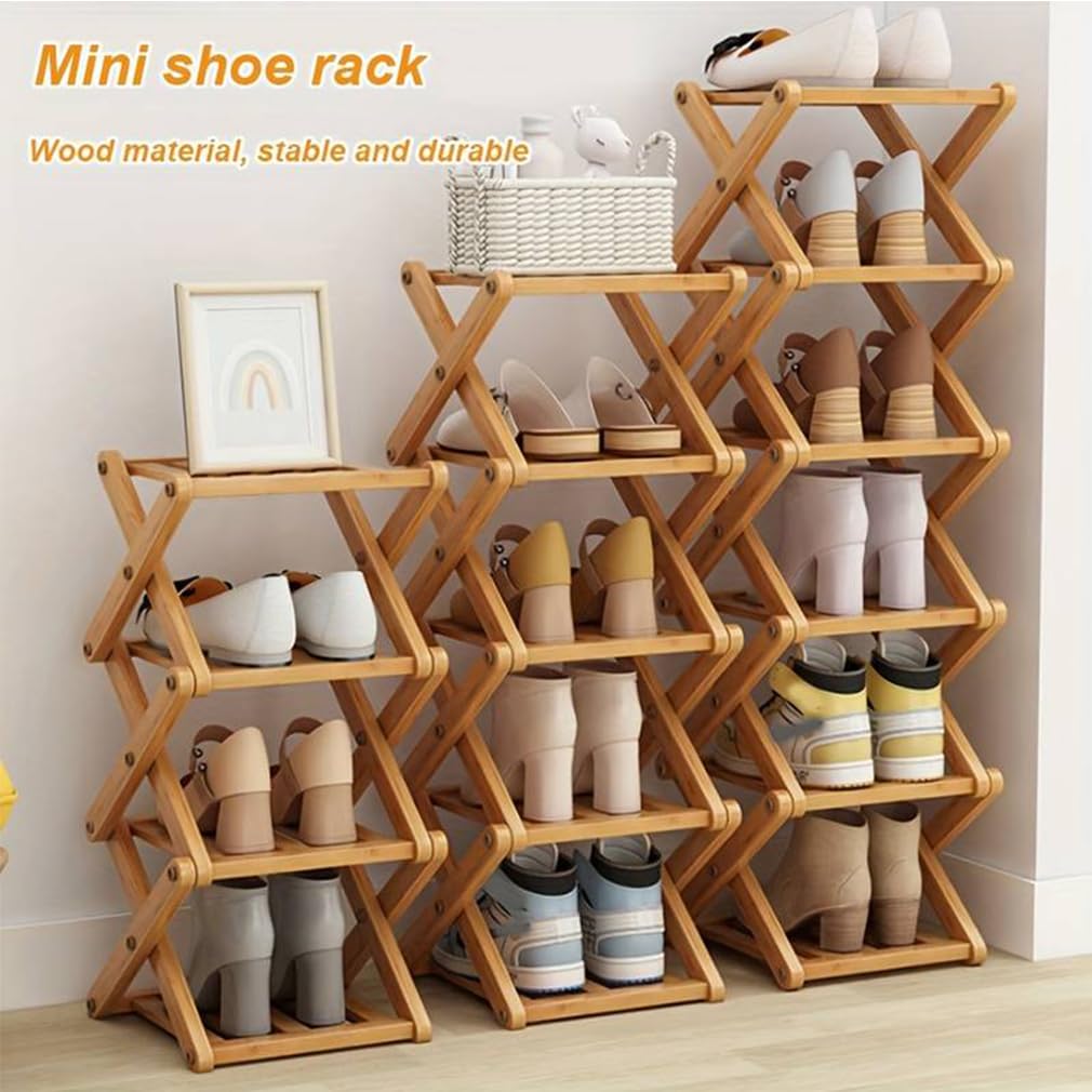Scarpiera a 4 ripiani, piccola, portatile, pieghevole, senza installazione, piccola scarpiera perfetta per corridoi, camere da letto e piccoli spazi (4 livelli)